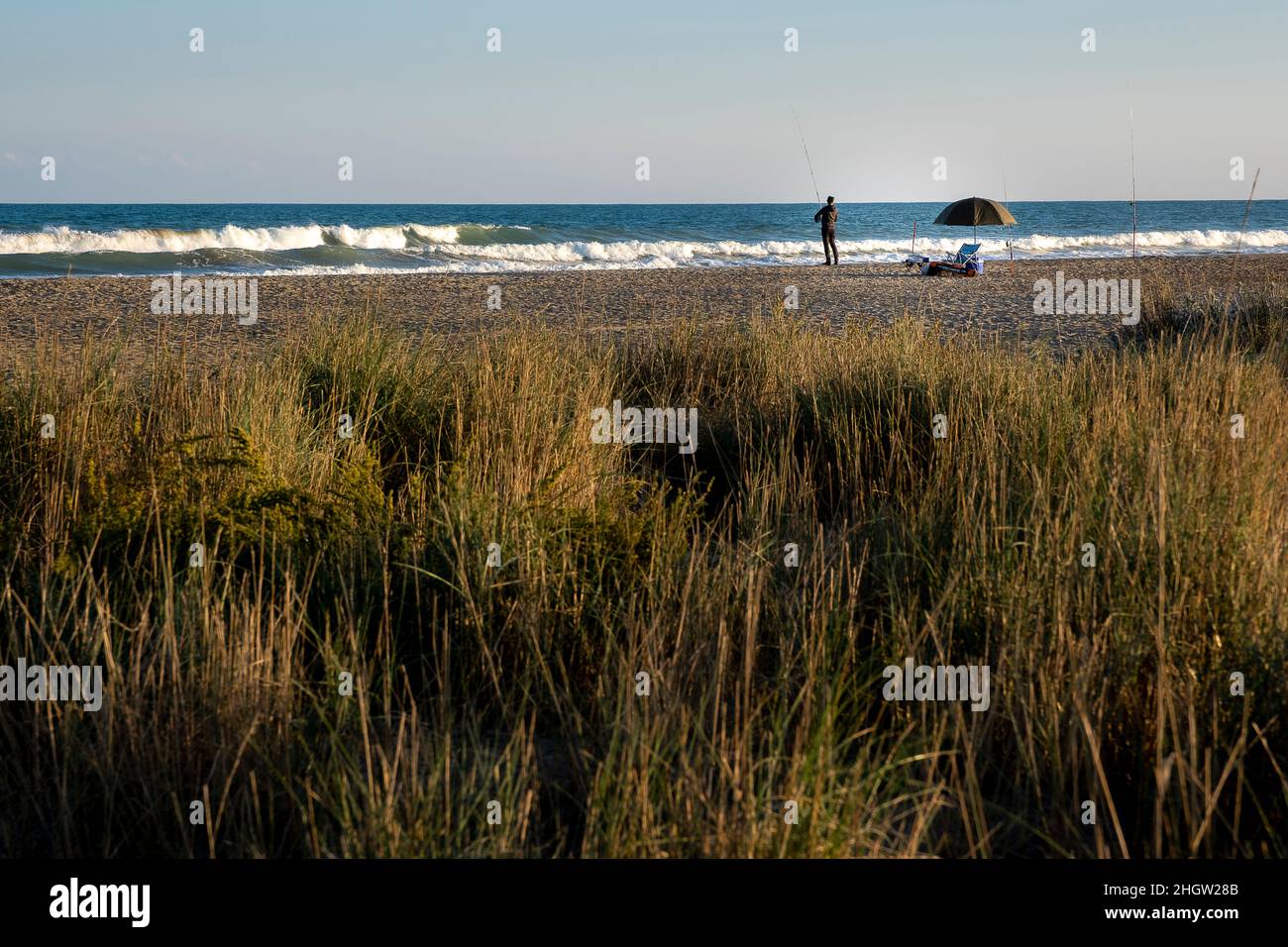 Plage El Trabucador, Sant Carles de la Rapita, Delta de l'Ebro, Parc naturel, Tarragone, Espagne Banque D'Images