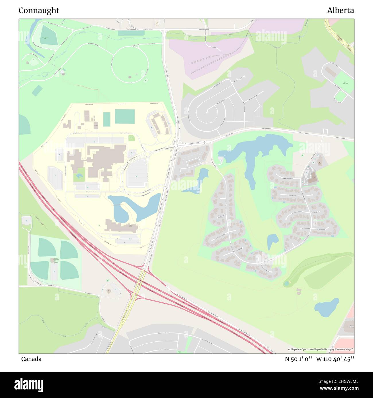 Connaught, Canada, Alberta, N 50 1' 0'', W 110 40' 45'', carte ...