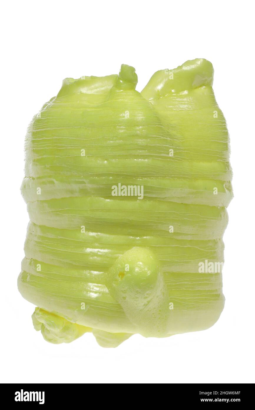 Soufre du volcan Ijen, Indonésie isolé sur fond blanc Banque D'Images