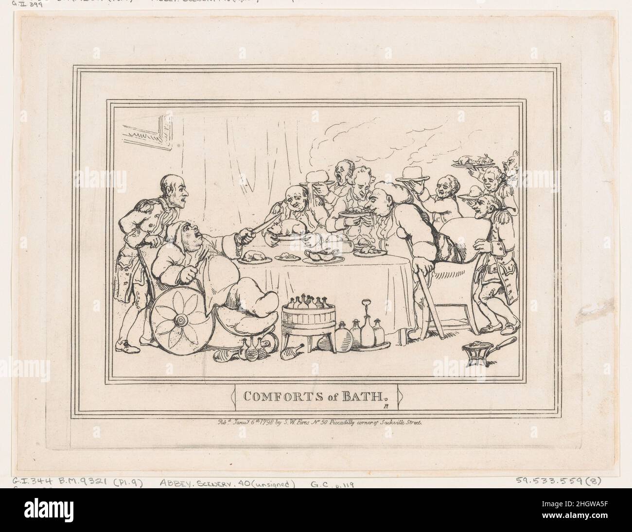 Confort de bain, assiette 9 6 janvier 1798 Thomas Rowlandson.Confort de la salle de bains, planche 9.Confort de la baignoire.Thomas Rowlandson (britannique, Londres 1757–1827 Londres).6 janvier 1798.Gravure.Imprime Banque D'Images