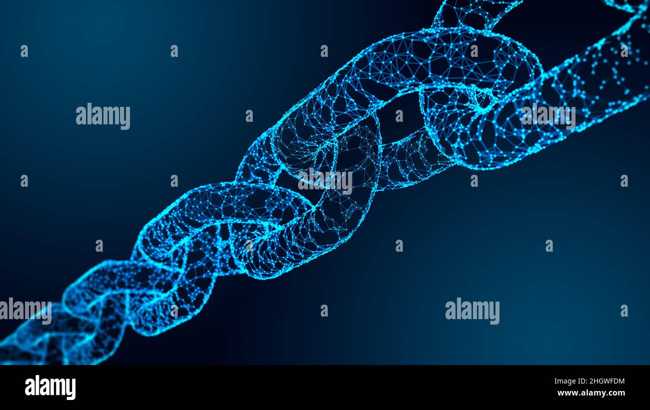 La technologie de crypto blockchain symbolisant la chaîne de blocs dans le livre numérique pour la crypto-monnaie comme le bitcoin ou l'Ethereum.Sécurité et chiffrement des données.C Banque D'Images