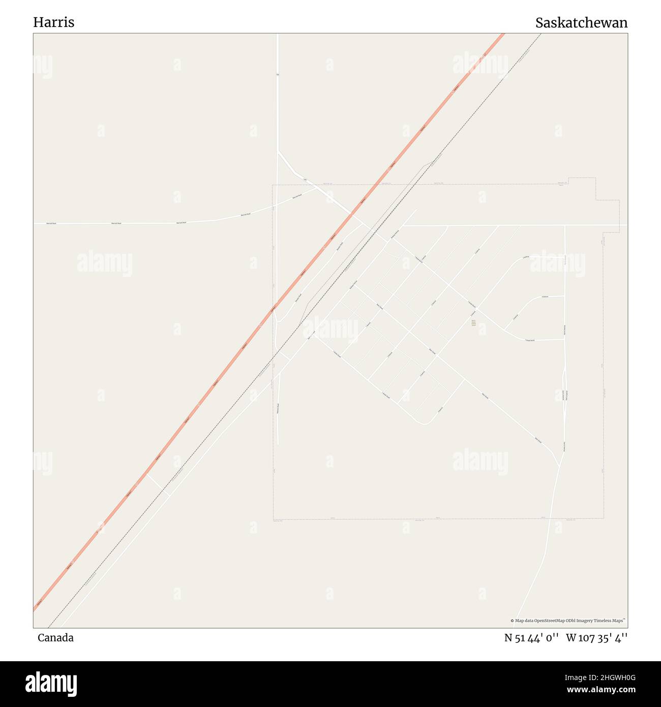 Harris, Canada, Saskatchewan, N 51 44' 0'', W 107 35' 4'', carte, Timeless carte publiée en 2021.Les voyageurs, les explorateurs et les aventuriers comme Florence Nightingale, David Livingstone, Ernest Shackleton, Lewis et Clark et Sherlock Holmes se sont appuyés sur des cartes pour planifier leurs voyages dans les coins les plus reculés du monde. Timeless Maps dresse la carte de la plupart des sites du monde, montrant ainsi la réalisation de grands rêves Banque D'Images