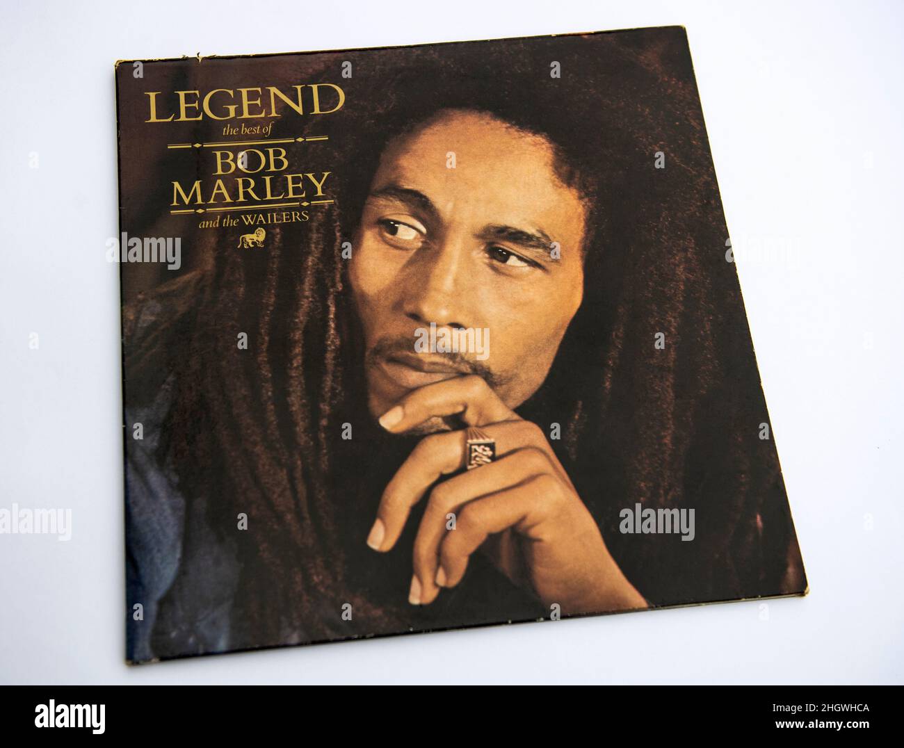 Couverture en LP de l'album de compilation Legend de Bob Marley et The Wailers, sorti en 1984 Banque D'Images