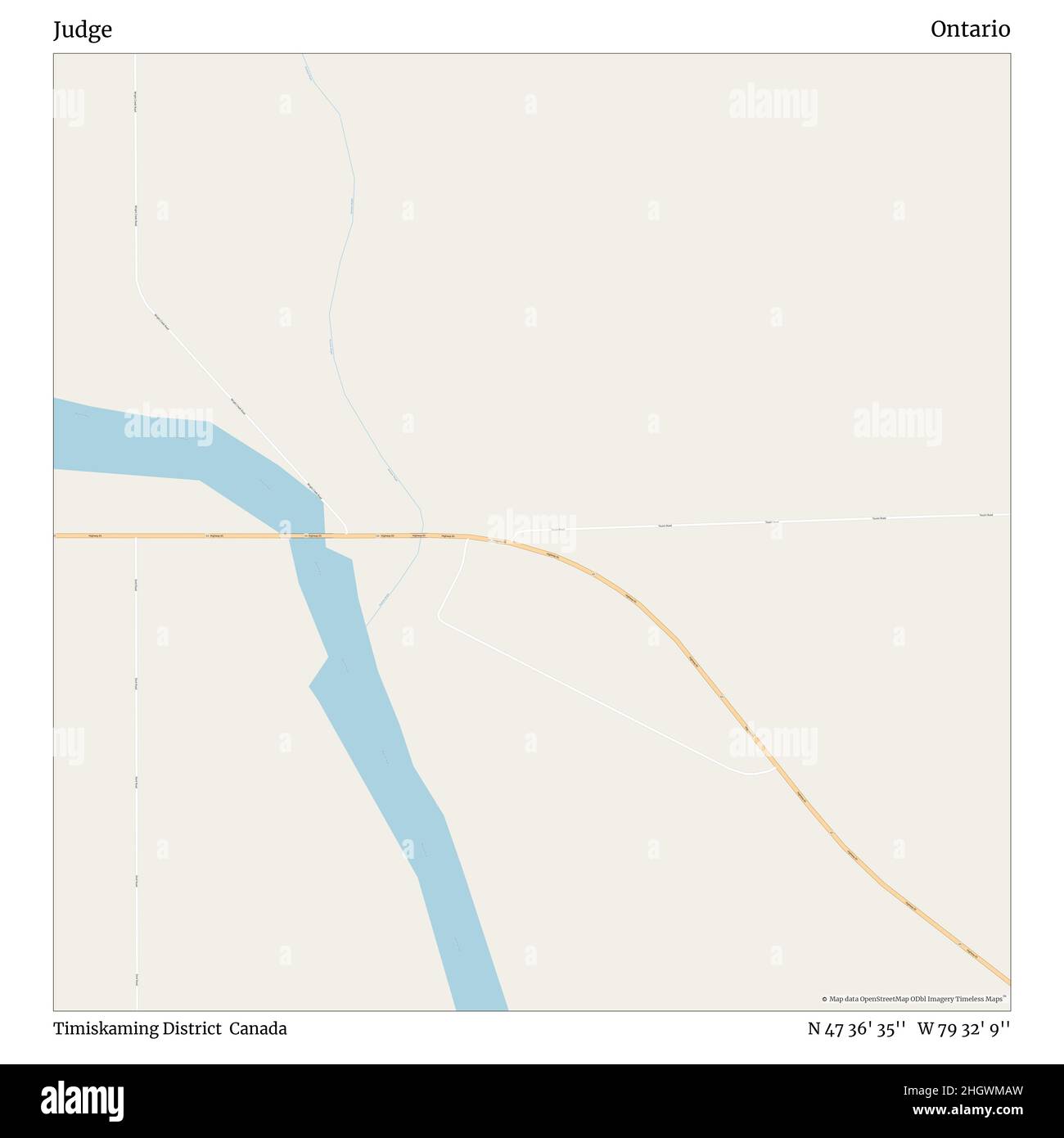 Juge, district de Timiskaming, Canada, Ontario, N 47 36' 35'', W 79 32' 9'', carte, carte intemporelle publiée en 2021.Les voyageurs, les explorateurs et les aventuriers comme Florence Nightingale, David Livingstone, Ernest Shackleton, Lewis et Clark et Sherlock Holmes se sont appuyés sur des cartes pour planifier leurs voyages dans les coins les plus reculés du monde. Timeless Maps dresse la carte de la plupart des sites du monde, montrant ainsi la réalisation de grands rêves Banque D'Images