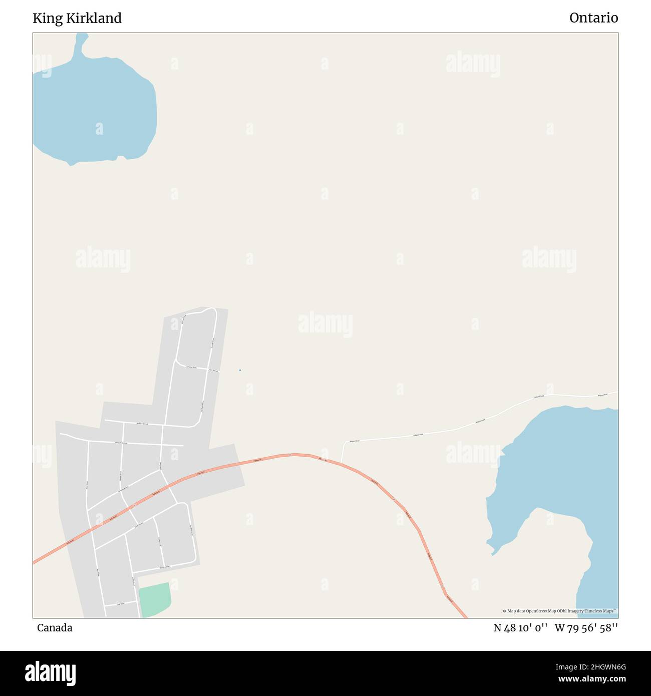 King Kirkland, Canada, Ontario, N 48 10' 0'', W 79 56' 58'', carte, carte intemporelle publiée en 2021.Les voyageurs, les explorateurs et les aventuriers comme Florence Nightingale, David Livingstone, Ernest Shackleton, Lewis et Clark et Sherlock Holmes se sont appuyés sur des cartes pour planifier leurs voyages dans les coins les plus reculés du monde. Timeless Maps dresse la carte de la plupart des sites du monde, montrant ainsi la réalisation de grands rêves Banque D'Images