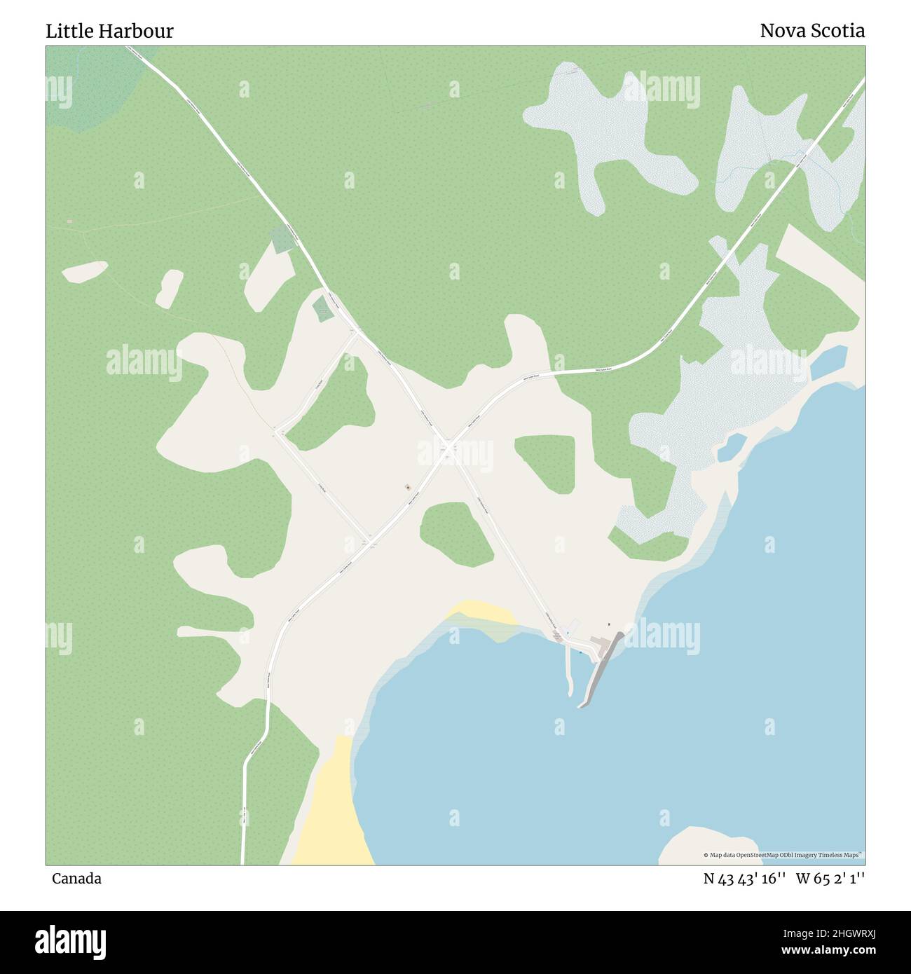 Little Harbour, Canada, Nouvelle-Écosse, N 43 43' 16'', W 65 2' 1'', carte, carte intemporelle publiée en 2021.Les voyageurs, les explorateurs et les aventuriers comme Florence Nightingale, David Livingstone, Ernest Shackleton, Lewis et Clark et Sherlock Holmes se sont appuyés sur des cartes pour planifier leurs voyages dans les coins les plus reculés du monde. Timeless Maps dresse la carte de la plupart des sites du monde, montrant ainsi la réalisation de grands rêves Banque D'Images