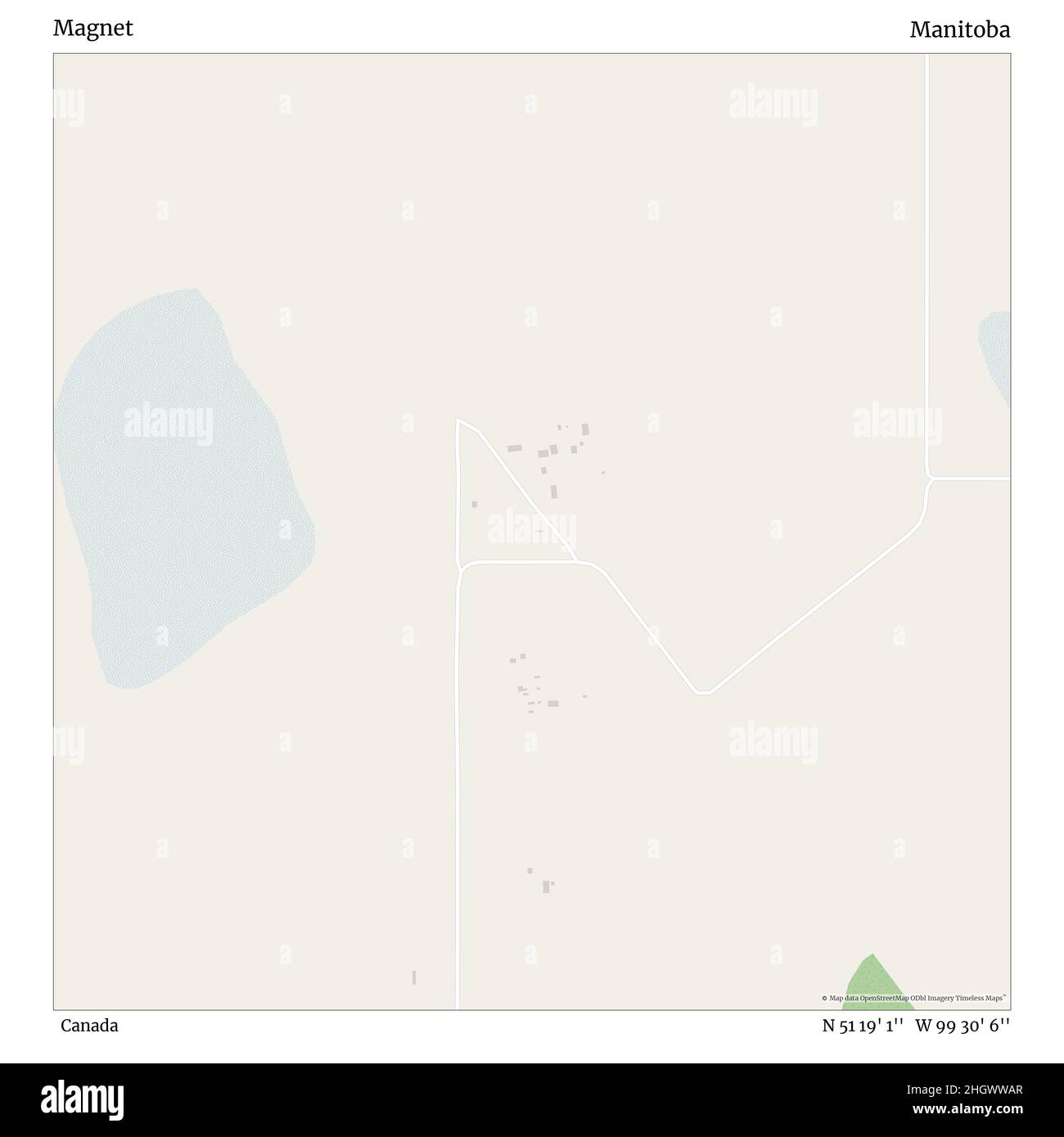 MagNet, Canada, Manitoba, N 51 19' 1'', W 99 30' 6'', carte, carte intemporelle publiée en 2021.Les voyageurs, les explorateurs et les aventuriers comme Florence Nightingale, David Livingstone, Ernest Shackleton, Lewis et Clark et Sherlock Holmes se sont appuyés sur des cartes pour planifier leurs voyages dans les coins les plus reculés du monde. Timeless Maps dresse la carte de la plupart des sites du monde, montrant ainsi la réalisation de grands rêves Banque D'Images