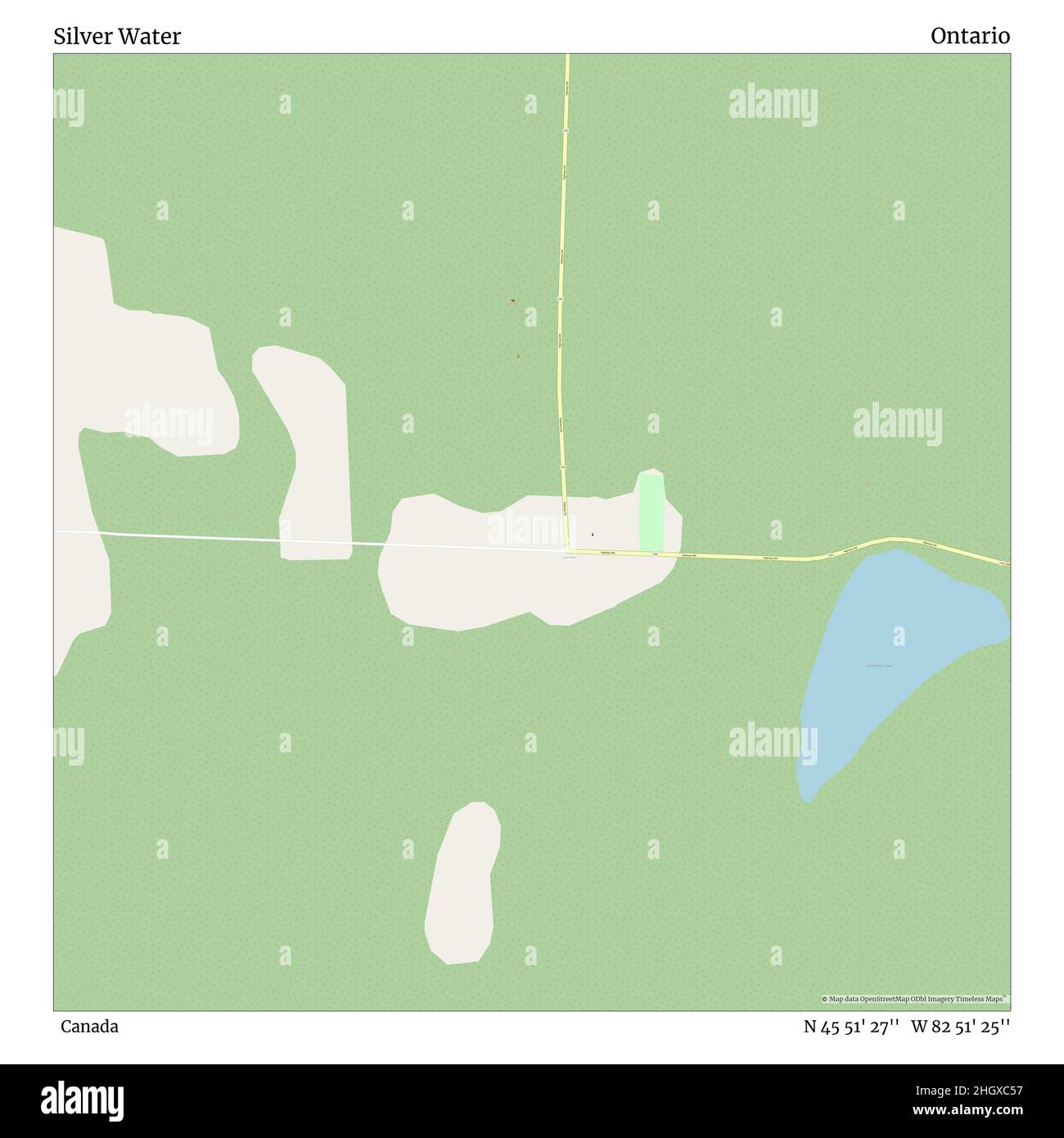 Silver Water, Canada, Ontario, N 45 51' 27'', W 82 51' 25'', carte, carte intemporelle publiée en 2021.Les voyageurs, les explorateurs et les aventuriers comme Florence Nightingale, David Livingstone, Ernest Shackleton, Lewis et Clark et Sherlock Holmes se sont appuyés sur des cartes pour planifier leurs voyages dans les coins les plus reculés du monde. Timeless Maps dresse la carte de la plupart des sites du monde, montrant ainsi la réalisation de grands rêves Banque D'Images