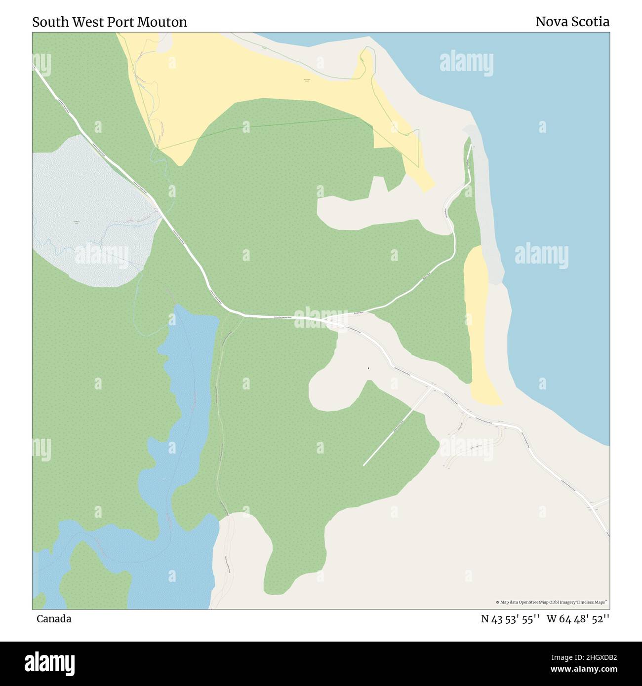 South West Port Mouton, Canada, Nouvelle-Écosse, N 43 53' 55'', W 64 48' 52'', carte, Timeless carte publiée en 2021.Les voyageurs, les explorateurs et les aventuriers comme Florence Nightingale, David Livingstone, Ernest Shackleton, Lewis et Clark et Sherlock Holmes se sont appuyés sur des cartes pour planifier leurs voyages dans les coins les plus reculés du monde. Timeless Maps dresse la carte de la plupart des sites du monde, montrant ainsi la réalisation de grands rêves Banque D'Images
