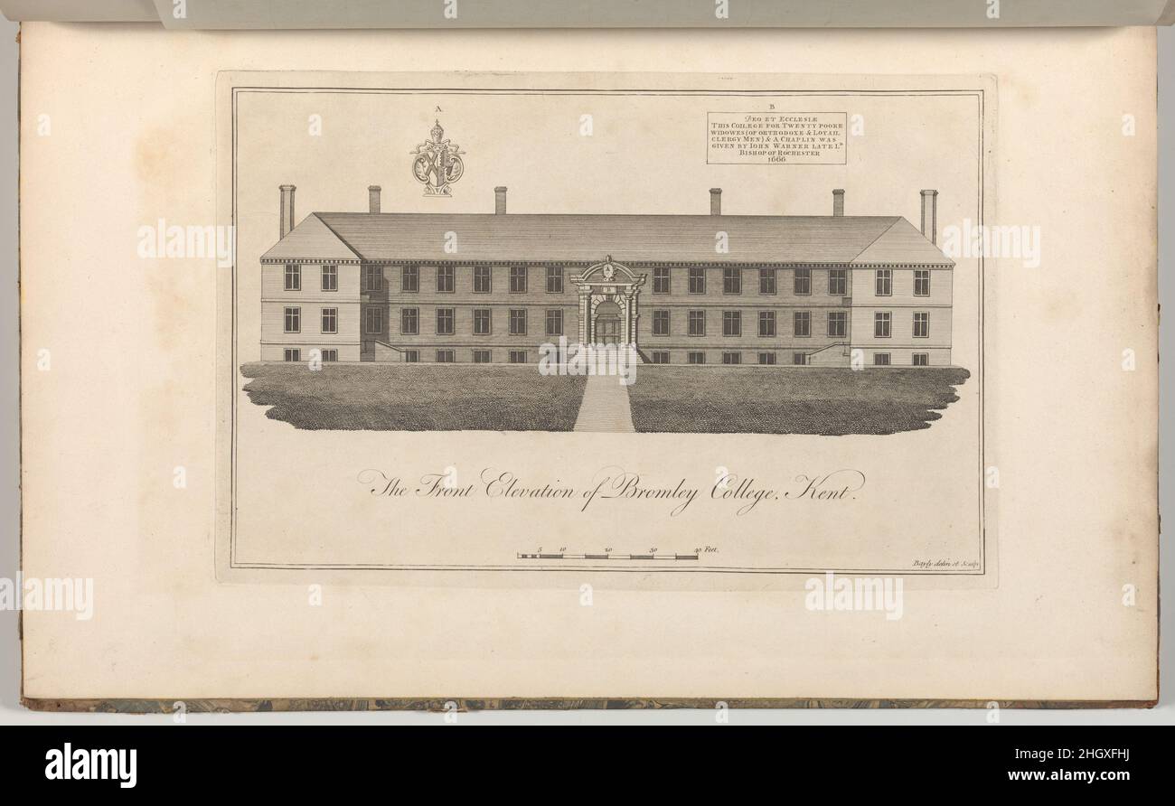 The Front Elevation of Bromley College, Kent, de Edward Hasted's, The History and topographical Survey of the County of Kent, vol. 1-3 1777–90 dessiné et gravé par John Bayly plate 15, vol. I. Voir 2014.599.1–.30 pour les commentaires.The Front Elevation of Bromley College, Kent, de Edward Haasted's, The History and Topographical Survey of the County of Kent, vol. 1-3.Dessiné et gravé par John Bayly (britannique, actif 1755–82).1777–90.Gravure et gravure.Livres Banque D'Images