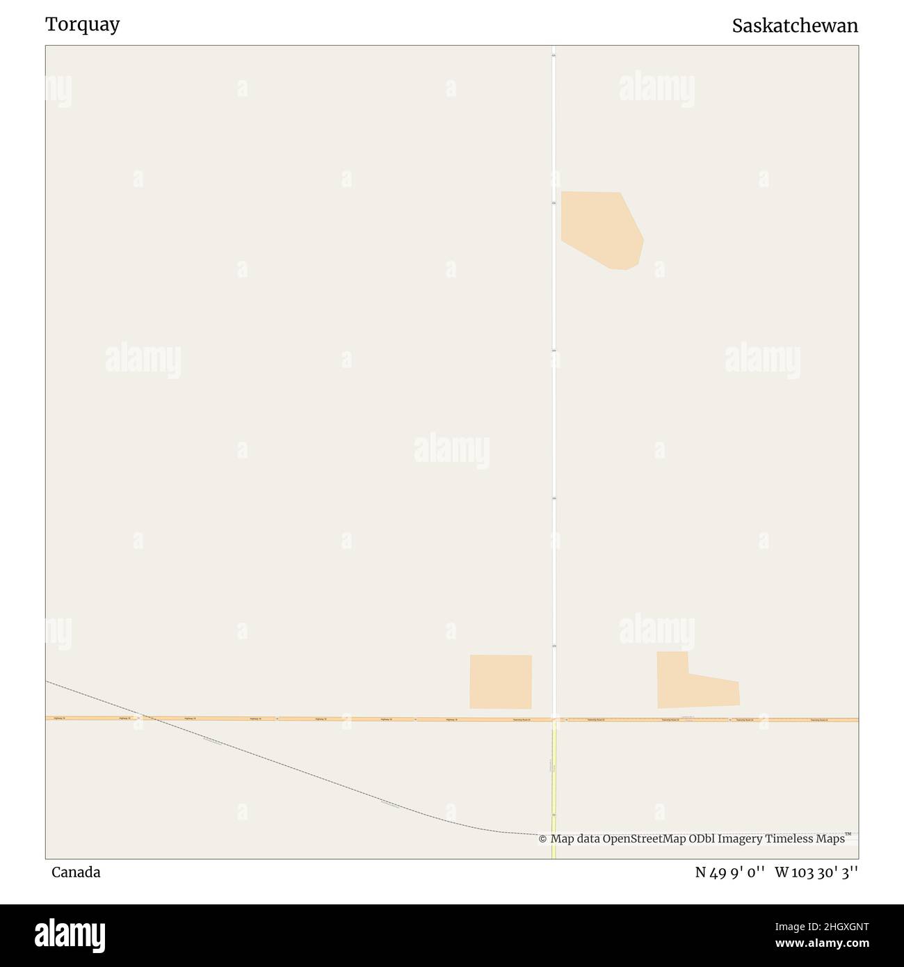 Torquay, Canada, Saskatchewan, N 49 9' 0'', W 103 30' 3'', carte, Timeless carte publiée en 2021.Les voyageurs, les explorateurs et les aventuriers comme Florence Nightingale, David Livingstone, Ernest Shackleton, Lewis et Clark et Sherlock Holmes se sont appuyés sur des cartes pour planifier leurs voyages dans les coins les plus reculés du monde. Timeless Maps dresse la carte de la plupart des sites du monde, montrant ainsi la réalisation de grands rêves Banque D'Images