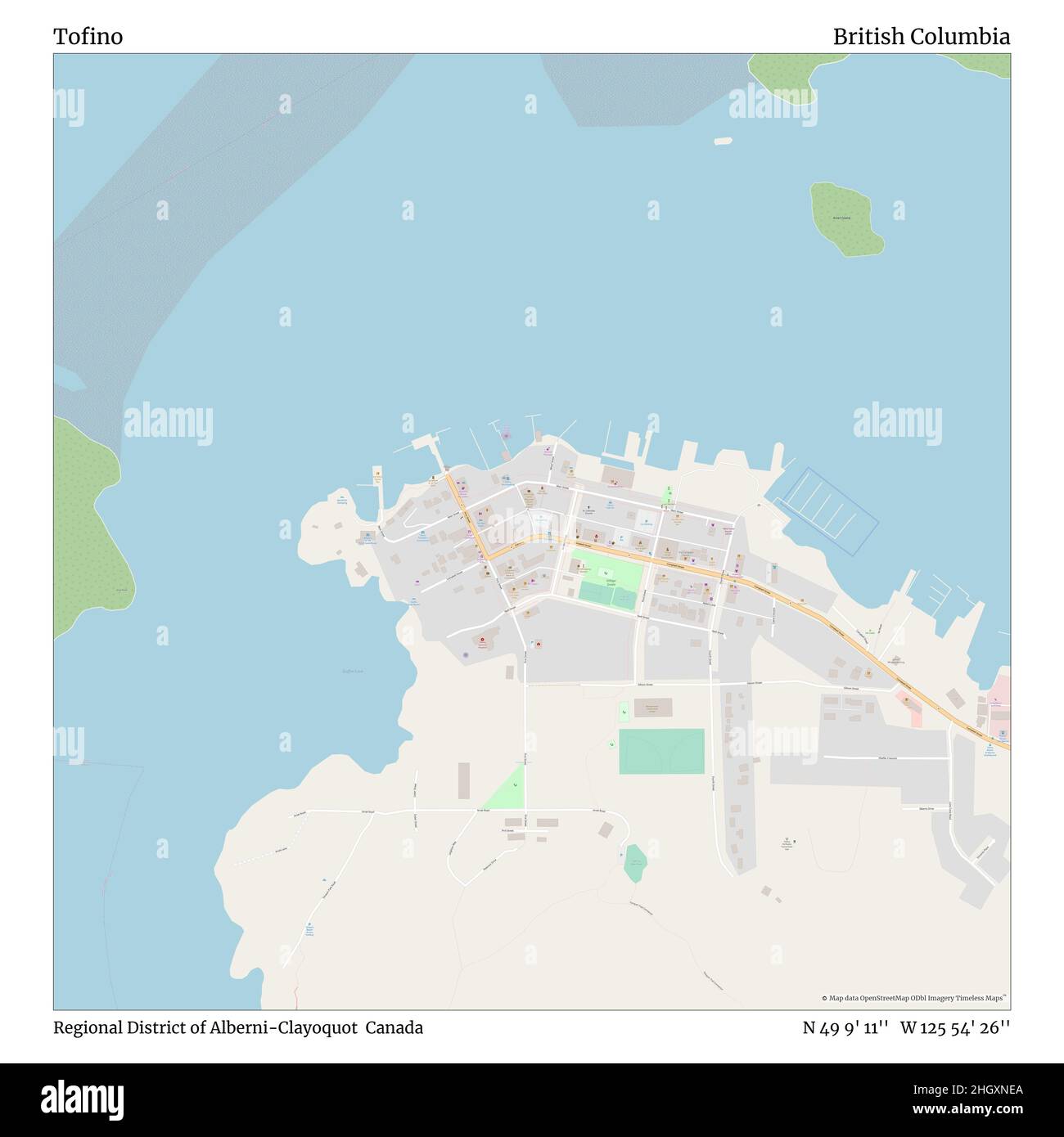 Tofino, District régional d'Alberni-Clayoquot, Canada, Colombie-Britannique, N 49 9' 11'', W 125 54' 26'', carte, Timeless carte publiée en 2021.Les voyageurs, les explorateurs et les aventuriers comme Florence Nightingale, David Livingstone, Ernest Shackleton, Lewis et Clark et Sherlock Holmes se sont appuyés sur des cartes pour planifier leurs voyages dans les coins les plus reculés du monde. Timeless Maps dresse la carte de la plupart des sites du monde, montrant ainsi la réalisation de grands rêves Banque D'Images