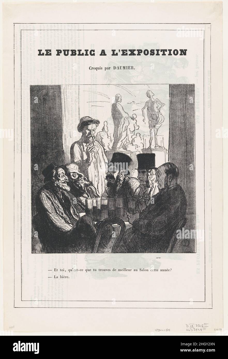 Et vous, qu'aimez-vous le mieux au salon de cette année ?The Beer!, de "le public à l'exposition", publié dans le petit Journal pour Rire, 18 juin 1864 18 juin 1864 Honoré Daumier.Et vous, qu'aimez-vous le mieux au salon de cette année ?The Beer!, de « The public at the exhibition », publié dans le petit Journal pour Rire, 18 juin 1864.« le public à l'exposition » (le public à l'exposition).Honoré Daumier (français, Marseille 1808–1879 Valmondois).18 juin 1864.Lithographie sur papier journal; troisième état de quatre (Delteil).Imprime Banque D'Images