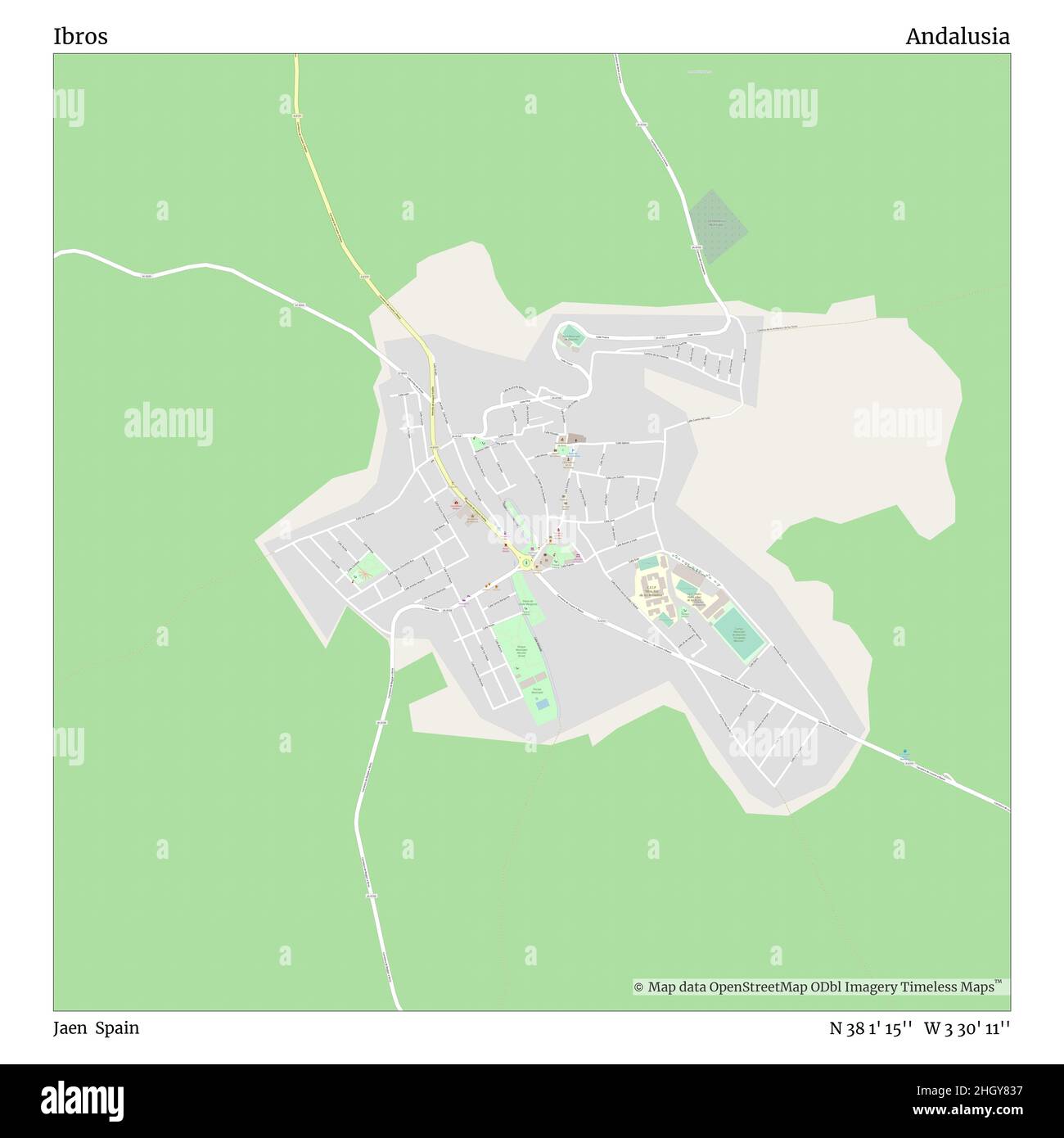 Ibros, Jaen, Espagne, Andalousie, N 38 1' 15'', W 3 30' 11'', carte, carte intemporelle publiée en 2021.Les voyageurs, les explorateurs et les aventuriers comme Florence Nightingale, David Livingstone, Ernest Shackleton, Lewis et Clark et Sherlock Holmes se sont appuyés sur des cartes pour planifier leurs voyages dans les coins les plus reculés du monde. Timeless Maps dresse la carte de la plupart des sites du monde, montrant ainsi la réalisation de grands rêves Banque D'Images