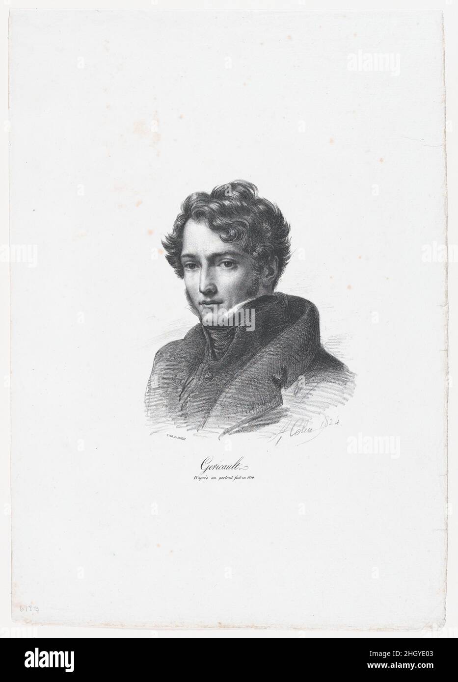 Portrait de Théodore Gericault 1824 Alexandre-Marie Colin.Portrait de Théodore Gericault.Alexandre-Marie Colin (français, Paris 1798–1875 Paris).1824. Lithographie.Théodore Gericault (français, Rouen 1791–1824 Paris).Imprime Banque D'Images