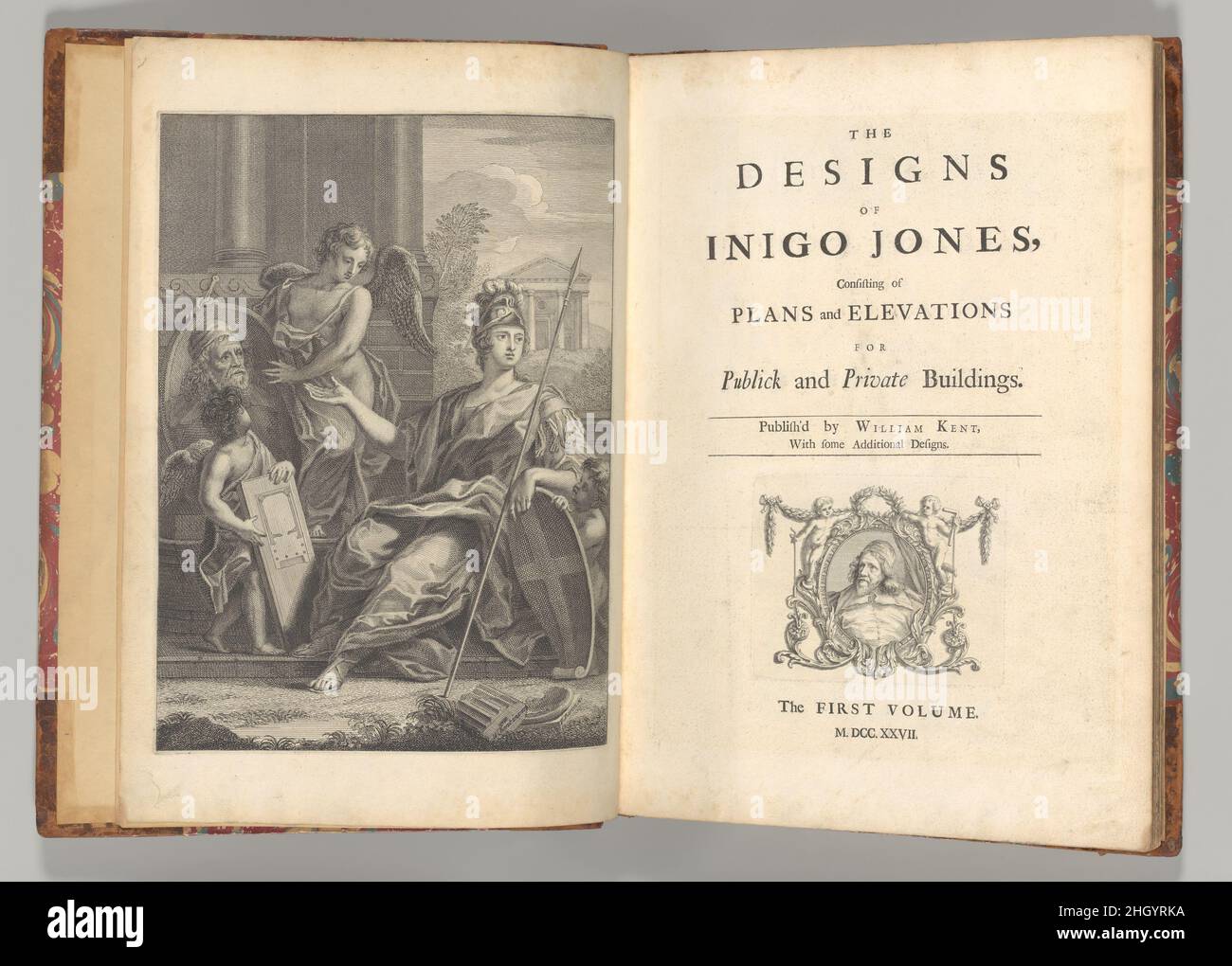 Les dessins d'Inigo Jones, composé de plans et élévations pour Publick et les bâtiments privés 1727 William Kent British.Les dessins d'Inigo Jones, composé de plans et d'élévations pour les bâtiments publics et privés.1727. Illustrations : gravure et gravure.William Kent (Britannique, Bridlington, Yorkshire, env.1685–1748 Londres) Banque D'Images