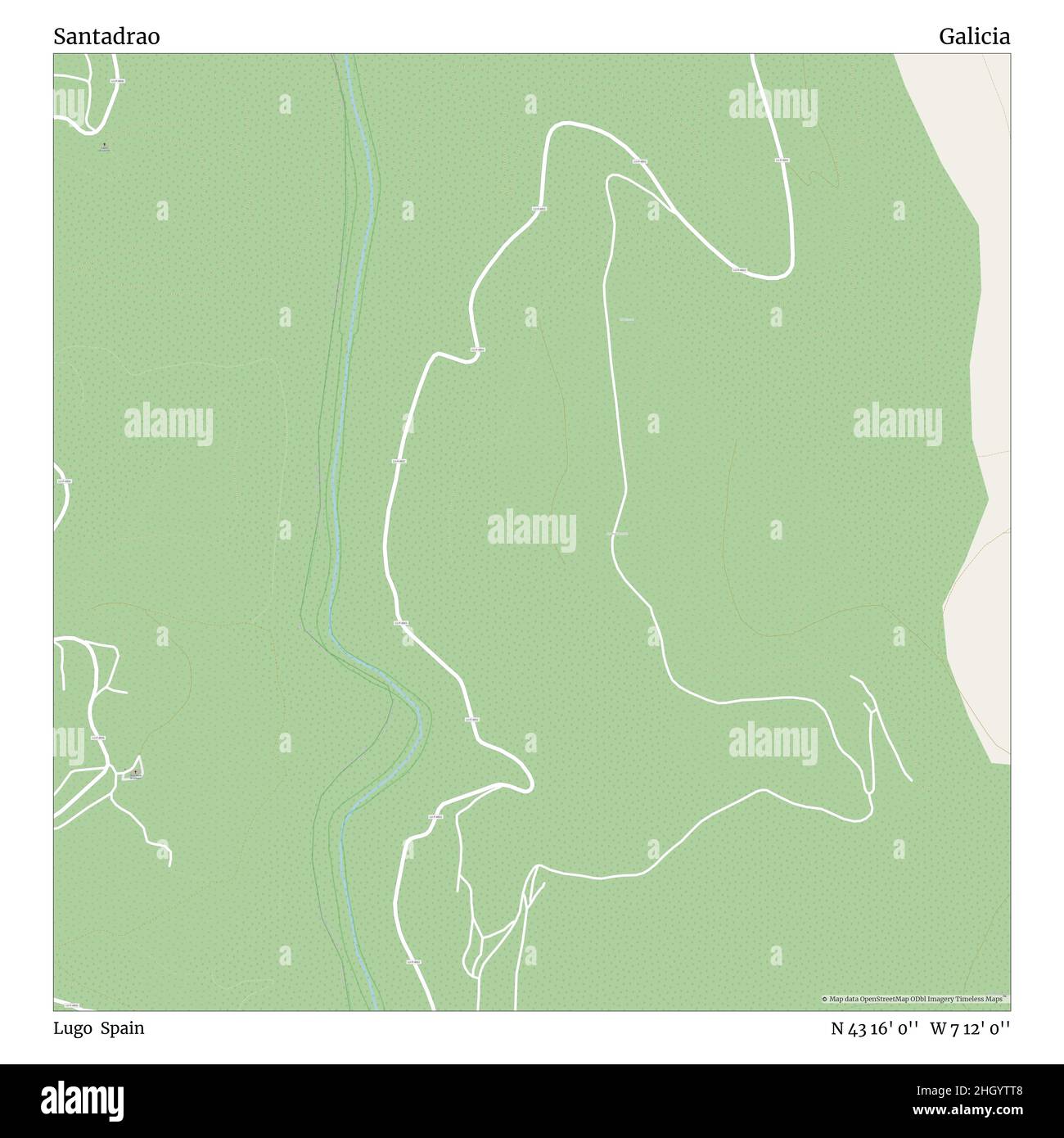 Santadrao, Lugo, Espagne, Galice, N 43 16' 0'', W 7 12' 0'', carte, carte intemporelle publiée en 2021.Les voyageurs, les explorateurs et les aventuriers comme Florence Nightingale, David Livingstone, Ernest Shackleton, Lewis et Clark et Sherlock Holmes se sont appuyés sur des cartes pour planifier leurs voyages dans les coins les plus reculés du monde. Timeless Maps dresse la carte de la plupart des sites du monde, montrant ainsi la réalisation de grands rêves Banque D'Images