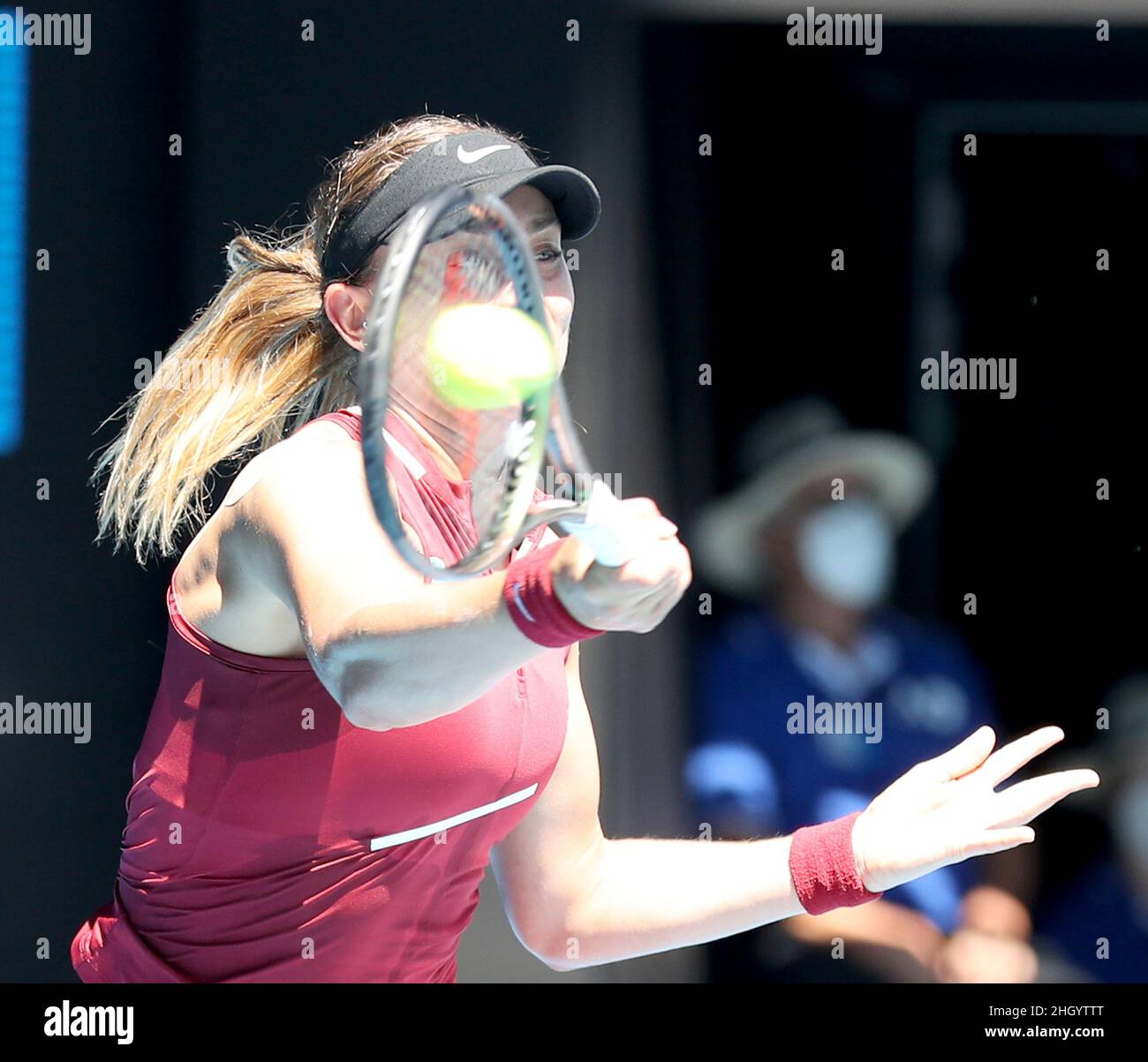 Melbourne, Australie.23rd janvier 2022.Paula Badosa dans le quatrième tour d'action Australian Open tennis 2022 Melbourne Park, Australie Day 7 Dimanche 23 janvier 2022 PHOTO PAR KARL WINTER Credit: Roger Parker/Alay Live News Banque D'Images