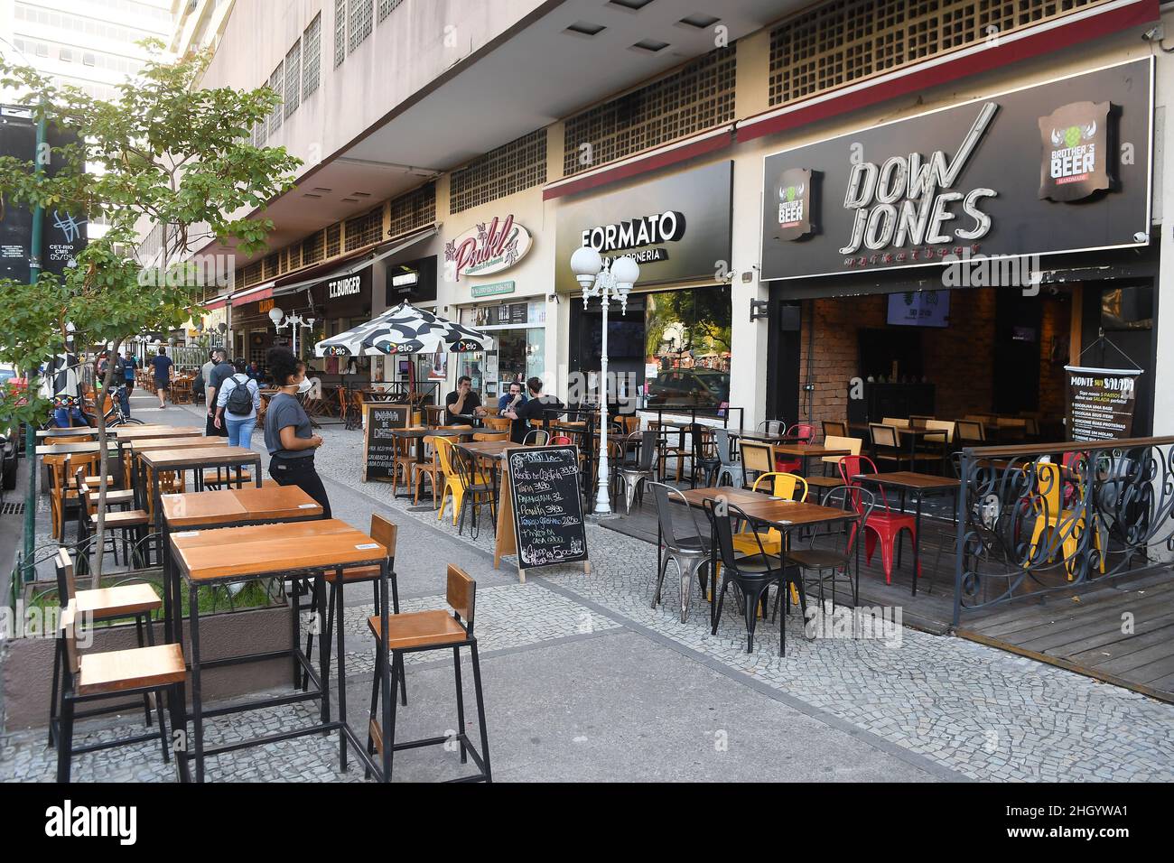 Rio de Janeiro, Brésil, 11 mai 2021.bars et restaurants dans le quartier de botafogo, dans la partie sud de la ville de Rio de Janeiro. Banque D'Images