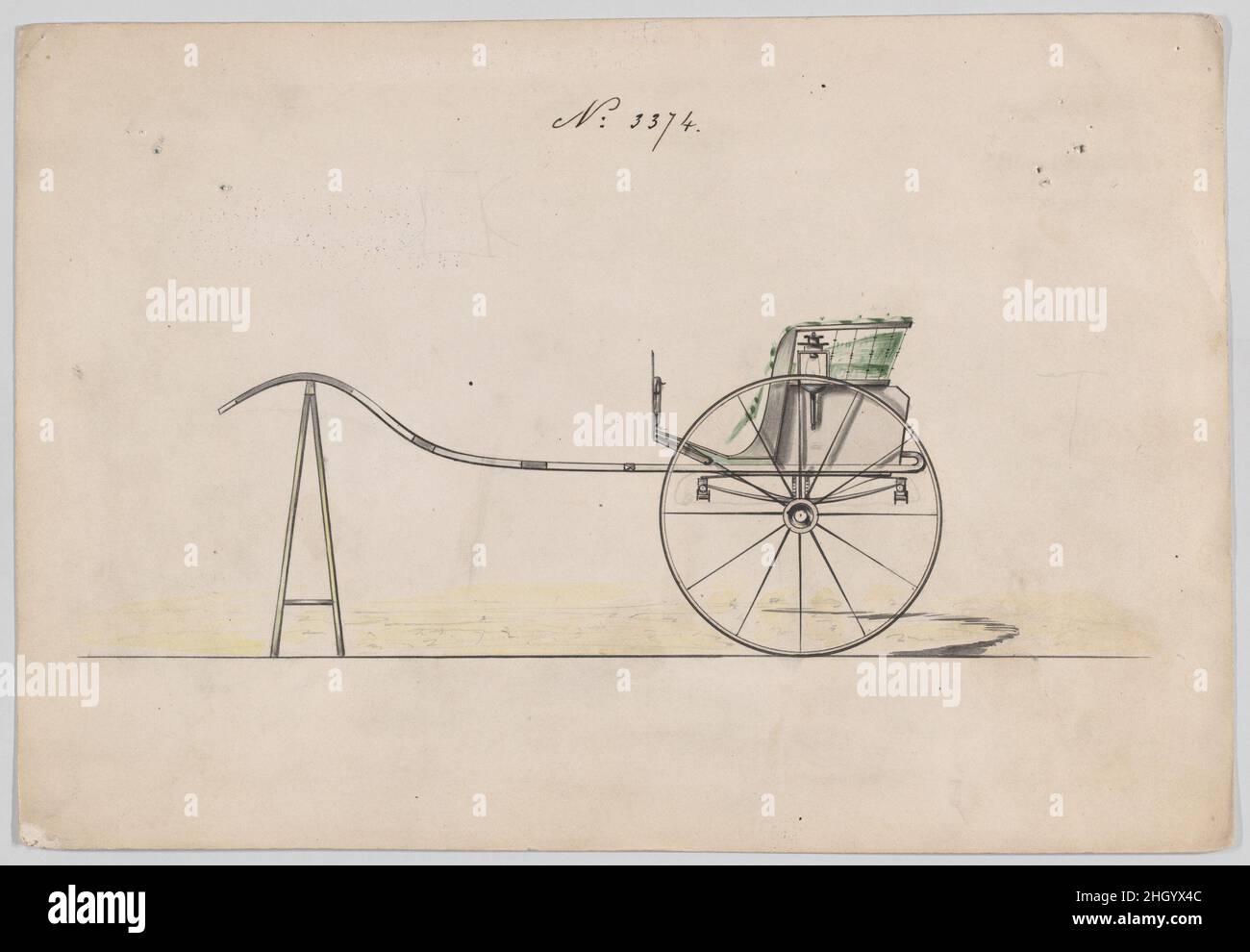 Stanhope Gig # 3374 1877 Brewster & Co. American Brewster & Company Historised in 1810 by James Brewster (1788–1866) in New Haven, Connecticut, Brewster & Company, spécialisée dans la fabrication de chariots fins.Le fondateur a ouvert une salle d'exposition à New York en 1827 au 53-54 Broad Street, et l'entreprise a prospéré sous des générations de leadership familial.L'expansion a nécessité des déplacements dans le bas de Manhattan, avec des changements de nom reflétant des changements de direction : James Brewster & Sons exploité au 25 Canal Street, James Brewster Sons au 396 Broadway et Brewster de Broome Street était basé au 372 et 3 Banque D'Images