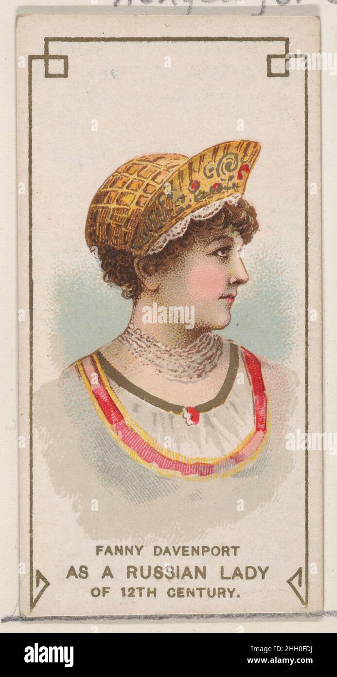 Fanny Davenport comme une dame russe du 12th siècle, de la série acteurs et actrices, First Series (N70) pour les cigarettes de marque Duke 1888–89 émises par W. Duke, Sons & Co. American Trade Cards de la première série « acteurs et actrices » (N70),Émis en 50 cartes en 1888-89 pour promouvoir les cigarettes de marque W. Duke Sons & Co..Fanny Davenport en tant que dame russe du 12th siècle, de l'ensemble acteurs et actrices, première série (N70) pour les cigarettes de marque Duke.1888–89.Lithographie couleur commerciale.Publié par W. Duke, Sons & Co. (New York et Durham, N.C.) Banque D'Images