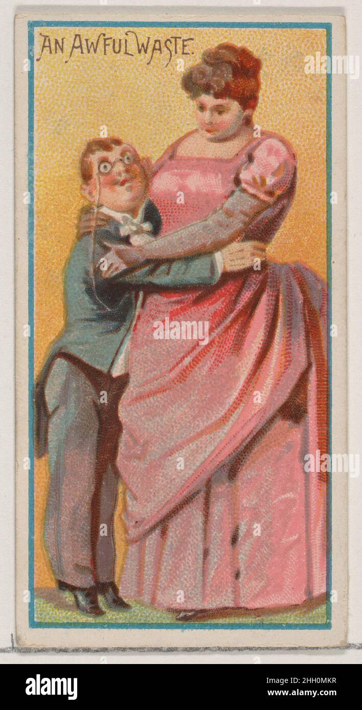 Un affreux gâchis, de la série de blagues (N87) pour les cigarettes de marque Duke 1890, émis par W. Duke, Sons & Co. American Trade Cards de la série « blakes » (N81), émis dans un jeu de 50 cartes en 1890 pour promouvoir les cigarettes de marque W. Duke Sons & Co..Un terrible gaspillage, de la série de blagues (N87) pour les cigarettes de marque Duke.1890. Lithographie couleur commerciale.Publié par W. Duke, Sons & Co. (New York et Durham, N.C.) Banque D'Images