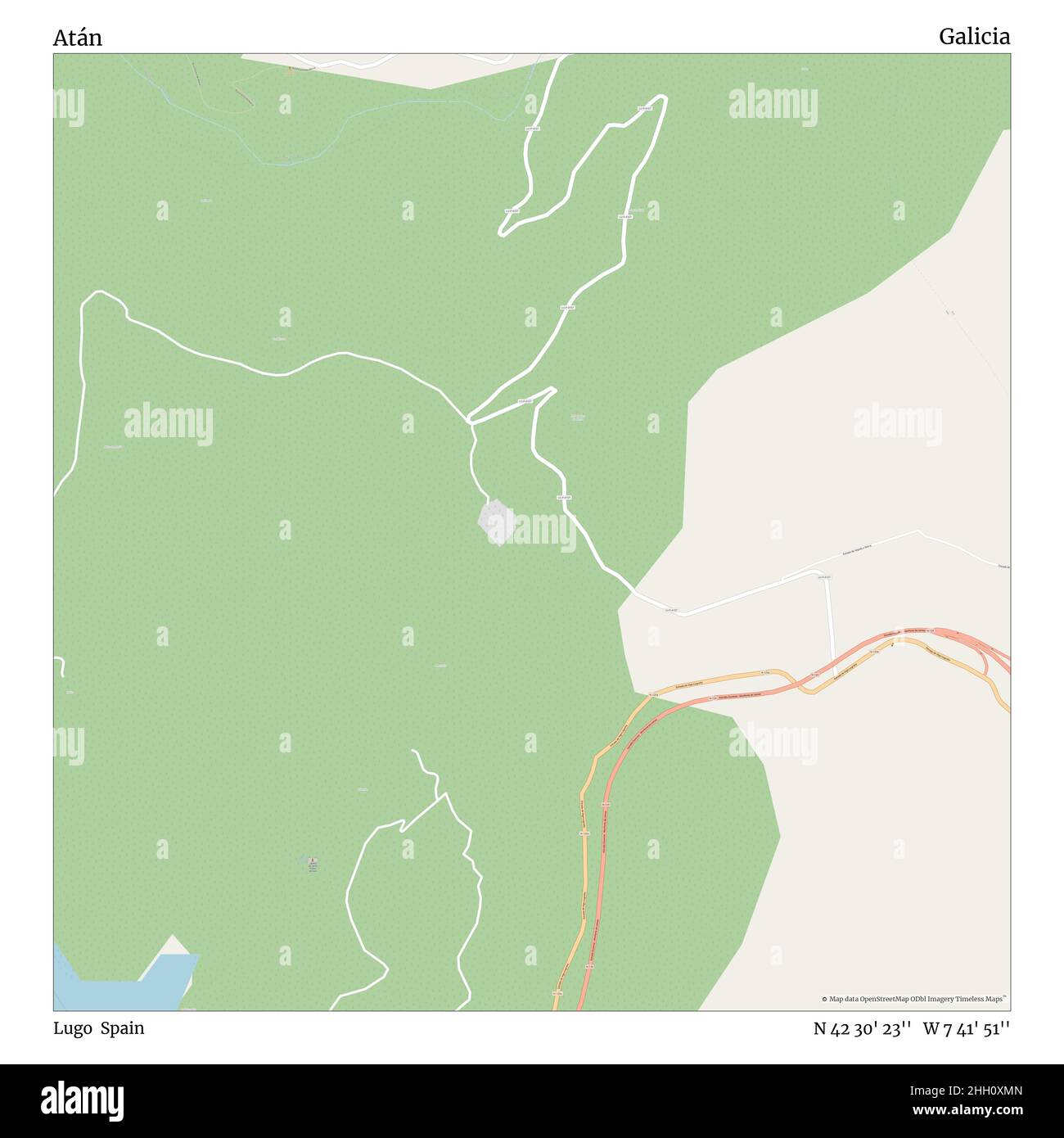 Atán, Lugo, Espagne, Galice, N 42 30' 23'', W 7 41' 51'', carte, carte intemporelle publiée en 2021.Les voyageurs, les explorateurs et les aventuriers comme Florence Nightingale, David Livingstone, Ernest Shackleton, Lewis et Clark et Sherlock Holmes se sont appuyés sur des cartes pour planifier leurs voyages dans les coins les plus reculés du monde. Timeless Maps dresse la carte de la plupart des sites du monde, montrant ainsi la réalisation de grands rêves Banque D'Images