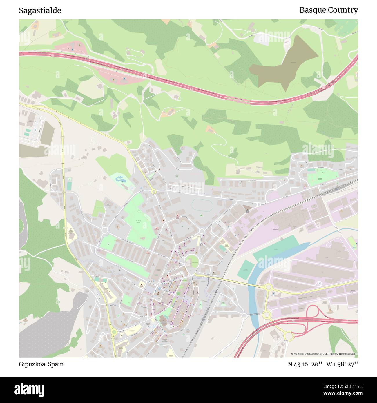 Sagastialde, Gipuzkoa, Espagne, pays basque, N 43 16' 20'', W 1 58' 27'', carte, carte intemporelle publiée en 2021.Les voyageurs, les explorateurs et les aventuriers comme Florence Nightingale, David Livingstone, Ernest Shackleton, Lewis et Clark et Sherlock Holmes se sont appuyés sur des cartes pour planifier leurs voyages dans les coins les plus reculés du monde. Timeless Maps dresse la carte de la plupart des sites du monde, montrant ainsi la réalisation de grands rêves Banque D'Images