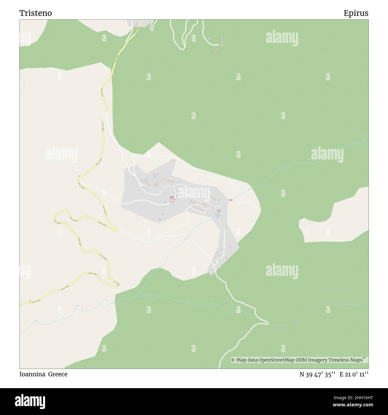 Tristeno, Ioannina, Grèce, Epire, N 39 47' 35'', E 21 0' 11'', carte, carte intemporelle publiée en 2021.Les voyageurs, les explorateurs et les aventuriers comme Florence Nightingale, David Livingstone, Ernest Shackleton, Lewis et Clark et Sherlock Holmes se sont appuyés sur des cartes pour planifier leurs voyages dans les coins les plus reculés du monde. Timeless Maps dresse la carte de la plupart des sites du monde, montrant ainsi la réalisation de grands rêves Banque D'Images
