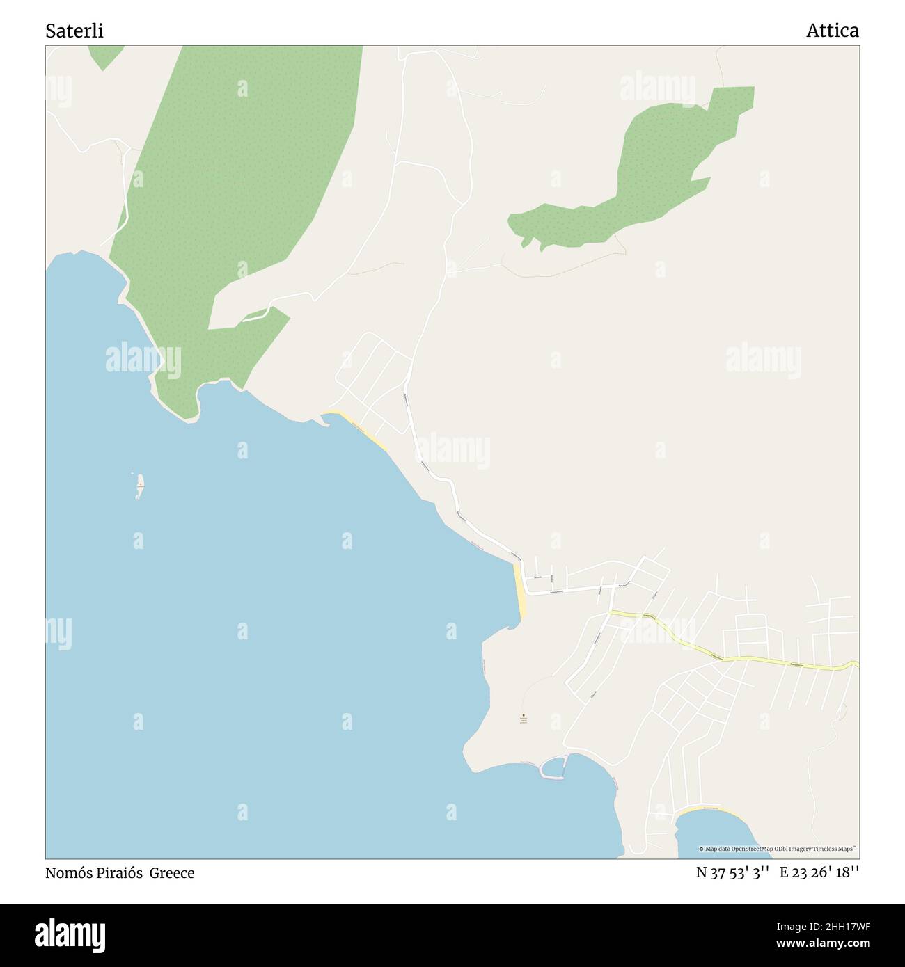 Saterli, Nomós Piraiós, Grèce, Attica, N 37 53' 3'', E 23 26' 18'', carte, carte intemporelle publiée en 2021.Les voyageurs, les explorateurs et les aventuriers comme Florence Nightingale, David Livingstone, Ernest Shackleton, Lewis et Clark et Sherlock Holmes se sont appuyés sur des cartes pour planifier leurs voyages dans les coins les plus reculés du monde. Timeless Maps dresse la carte de la plupart des sites du monde, montrant ainsi la réalisation de grands rêves Banque D'Images