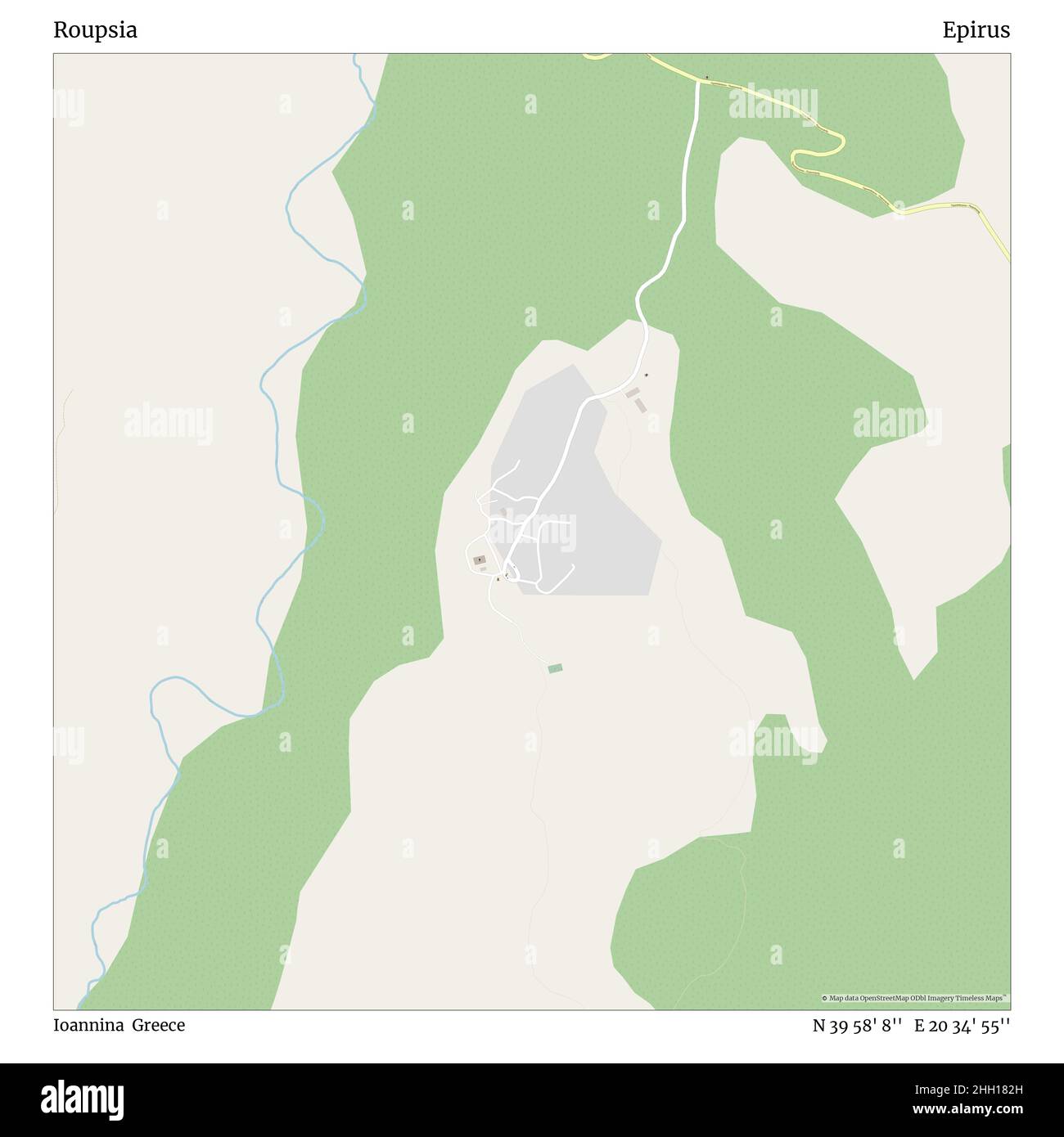 Roupsia, Ioannina, Grèce, Epire, N 39 58' 8'', E 20 34' 55'', carte, carte intemporelle publiée en 2021.Les voyageurs, les explorateurs et les aventuriers comme Florence Nightingale, David Livingstone, Ernest Shackleton, Lewis et Clark et Sherlock Holmes se sont appuyés sur des cartes pour planifier leurs voyages dans les coins les plus reculés du monde. Timeless Maps dresse la carte de la plupart des sites du monde, montrant ainsi la réalisation de grands rêves Banque D'Images