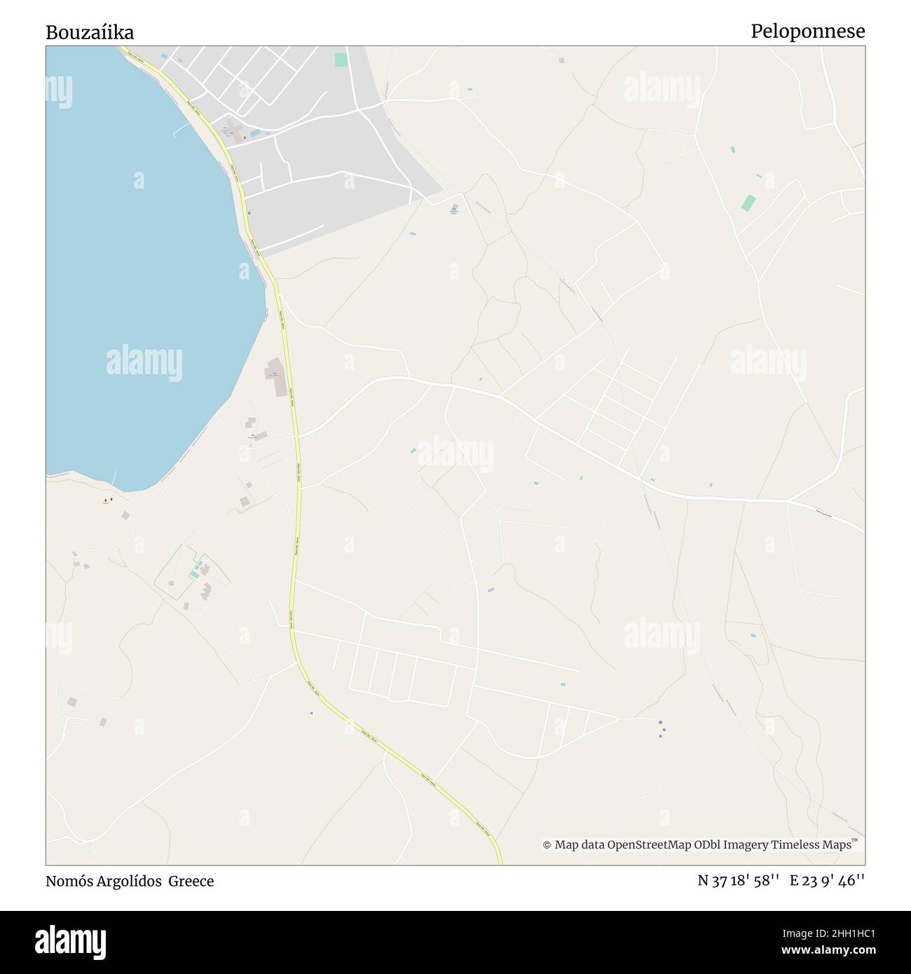 Bouzaíika, Nomós Argolídos, Grèce, Péloponnèse, N 37 18' 58'', E 23 9' 46'', carte, carte intemporelle publiée en 2021.Les voyageurs, les explorateurs et les aventuriers comme Florence Nightingale, David Livingstone, Ernest Shackleton, Lewis et Clark et Sherlock Holmes se sont appuyés sur des cartes pour planifier leurs voyages dans les coins les plus reculés du monde. Timeless Maps dresse la carte de la plupart des sites du monde, montrant ainsi la réalisation de grands rêves Banque D'Images