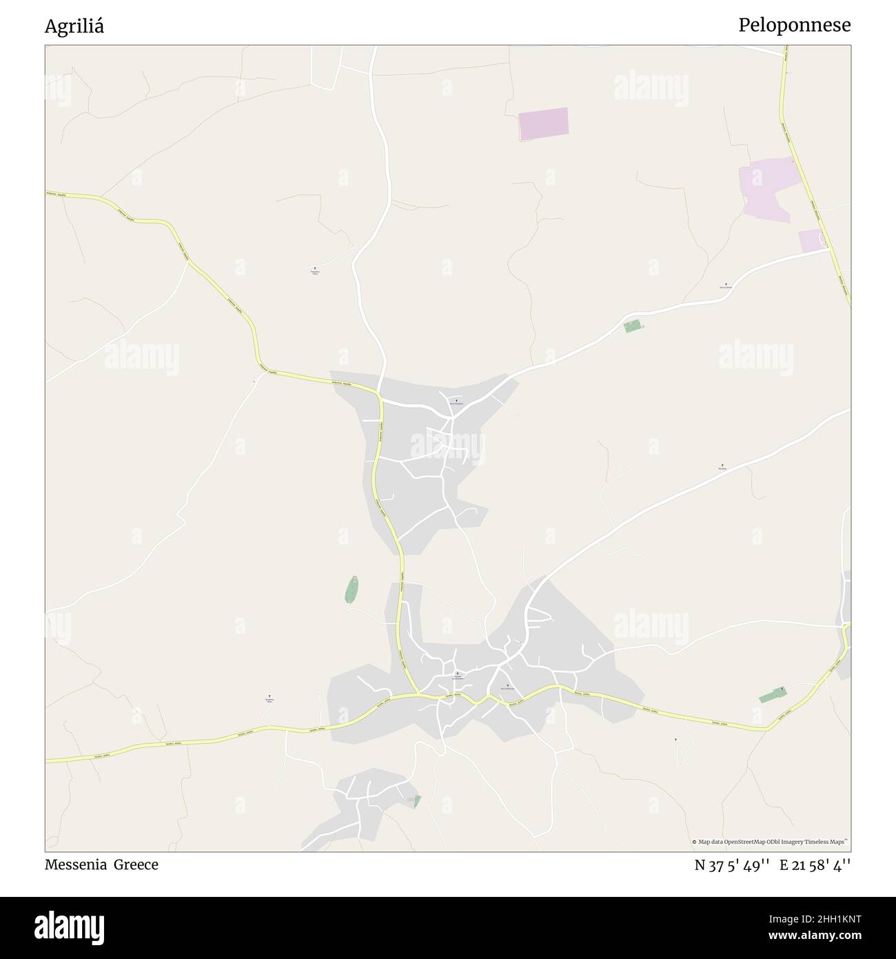 Agriliá, Messenia, Grèce, Péloponnèse, N 37 5' 49'', E 21 58' 4'', carte, carte intemporelle publiée en 2021.Les voyageurs, les explorateurs et les aventuriers comme Florence Nightingale, David Livingstone, Ernest Shackleton, Lewis et Clark et Sherlock Holmes se sont appuyés sur des cartes pour planifier leurs voyages dans les coins les plus reculés du monde. Timeless Maps dresse la carte de la plupart des sites du monde, montrant ainsi la réalisation de grands rêves Banque D'Images