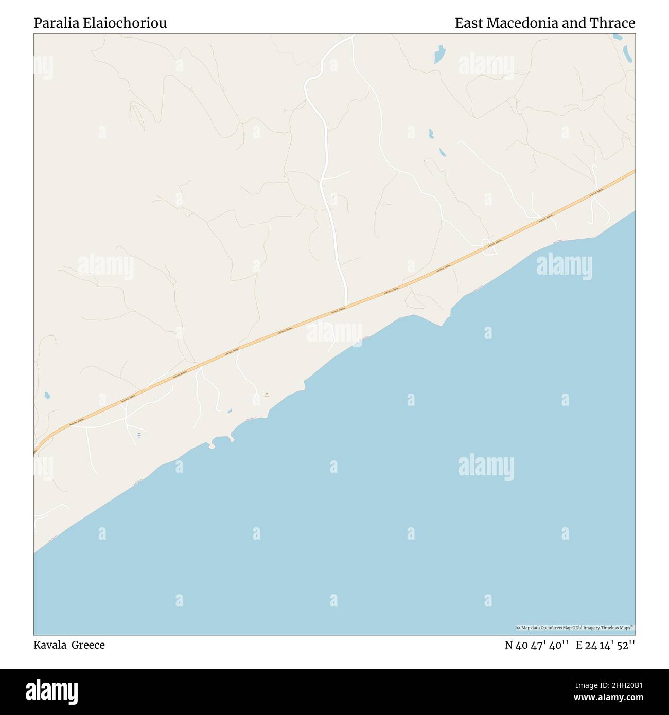 Paralia Elaiochoriou, Kavala, Grèce, Macédoine orientale et Thrace, N 40 47' 40'', E 24 14' 52'', carte, Timeless carte publiée en 2021.Les voyageurs, les explorateurs et les aventuriers comme Florence Nightingale, David Livingstone, Ernest Shackleton, Lewis et Clark et Sherlock Holmes se sont appuyés sur des cartes pour planifier leurs voyages dans les coins les plus reculés du monde. Timeless Maps dresse la carte de la plupart des sites du monde, montrant ainsi la réalisation de grands rêves Banque D'Images