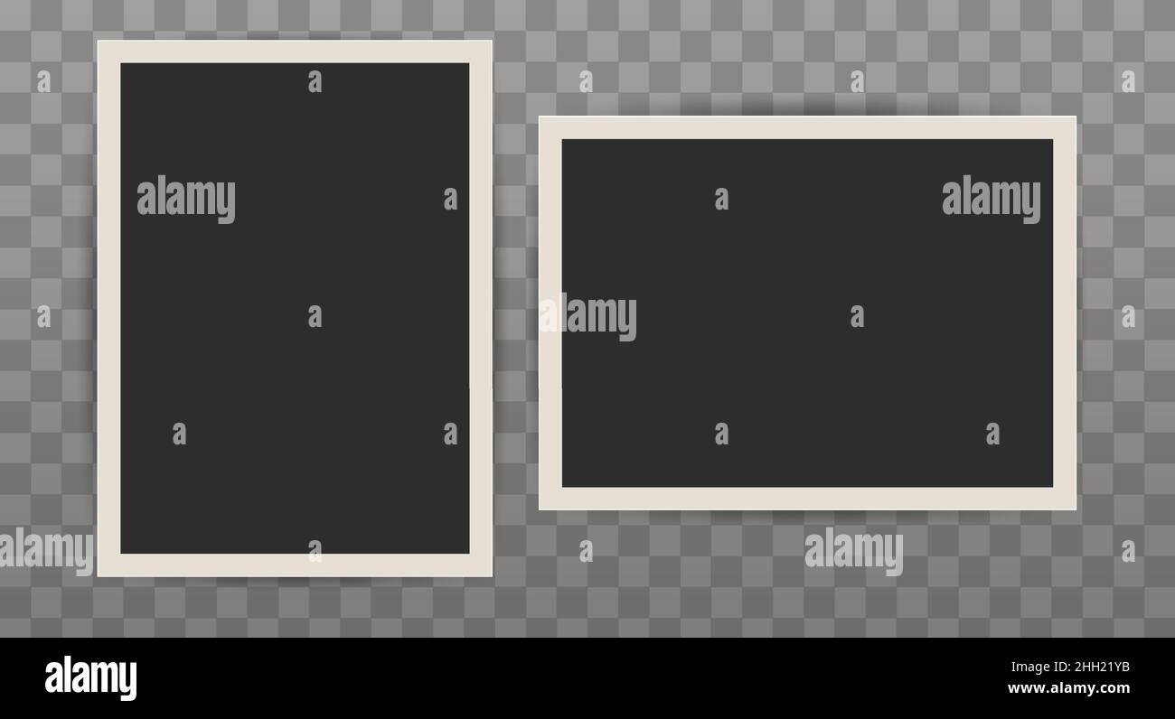 Deux vieilles photos avec des ombres.Ancien modèle de cadre photo.3D illustration vectorielle réaliste. Illustration de Vecteur