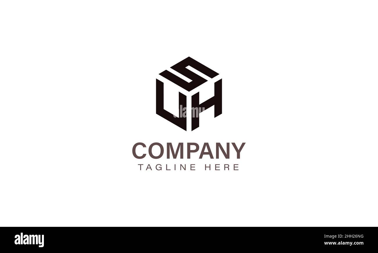 Lettre SUH logo, trois lettres logo, Alphabet S U H Hexagon forme Vector Icon Template Illustration de Vecteur