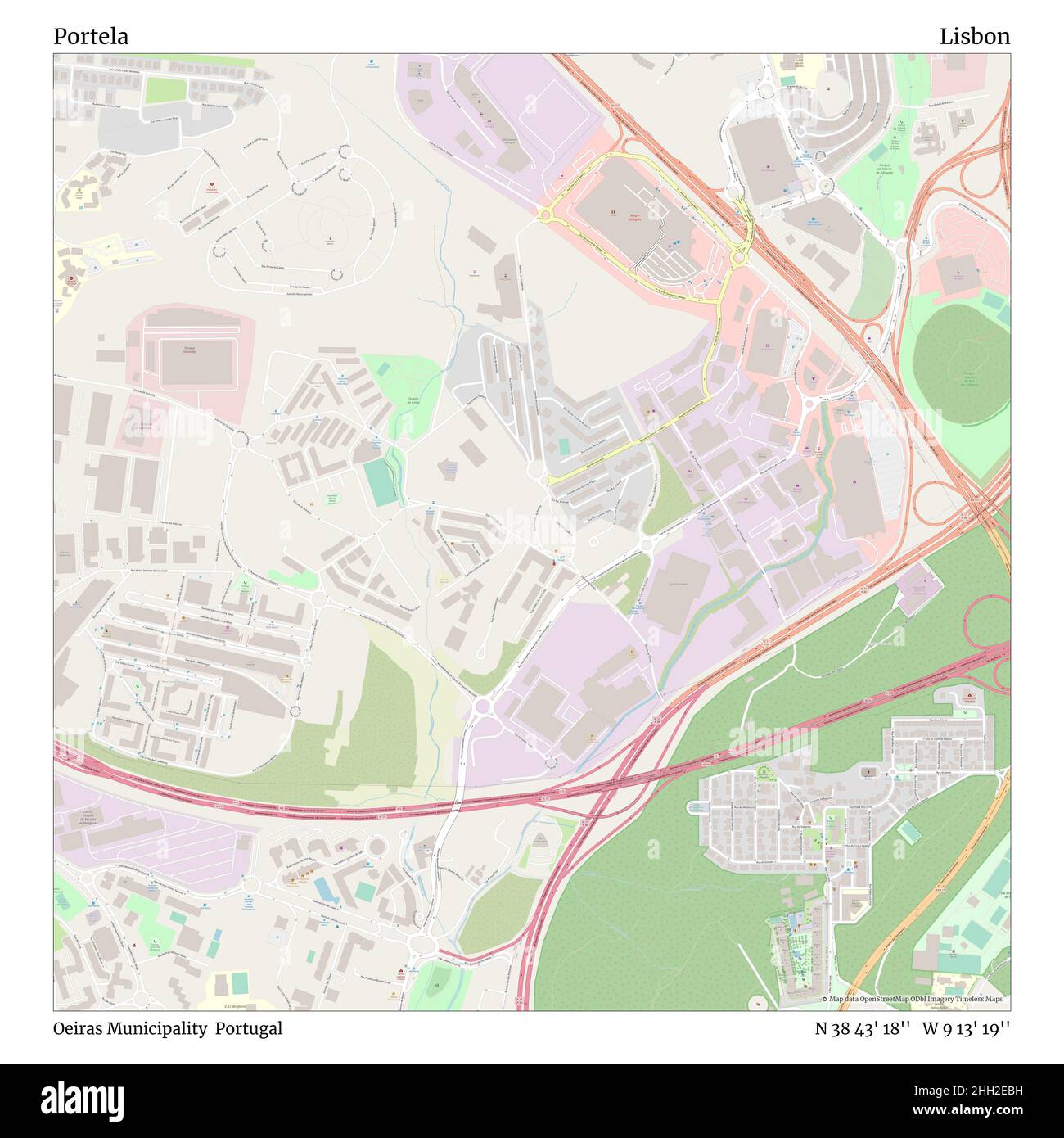 Portela, Municipalité d'Oeiras, Portugal, Lisbonne, N 38 43' 18'', W 9 13' 19'', carte, Timeless carte publiée en 2021.Les voyageurs, les explorateurs et les aventuriers comme Florence Nightingale, David Livingstone, Ernest Shackleton, Lewis et Clark et Sherlock Holmes se sont appuyés sur des cartes pour planifier leurs voyages dans les coins les plus reculés du monde. Timeless Maps dresse la carte de la plupart des sites du monde, montrant ainsi la réalisation de grands rêves Banque D'Images