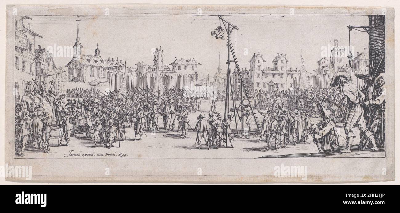 L'Estrapade (Strappado), des Misères et les Mal-heures de la guerre (les misères et les malheurs de la guerre), planche 10 1633 Jacques Callot Français.L'Estrapade (Strappado), des Misères et des Mal-heures de la guerre (les misères et les malheurs de la guerre), planche 10.Les Misères et les mal-heures de la guerre.Jacques Callot (français, Nancy 1592–1635 Nancy).1633. Gravure; premier état de trois (Lieure).Israël Henriet (français, Nancy ca.1590–1661 Paris).Imprime Banque D'Images