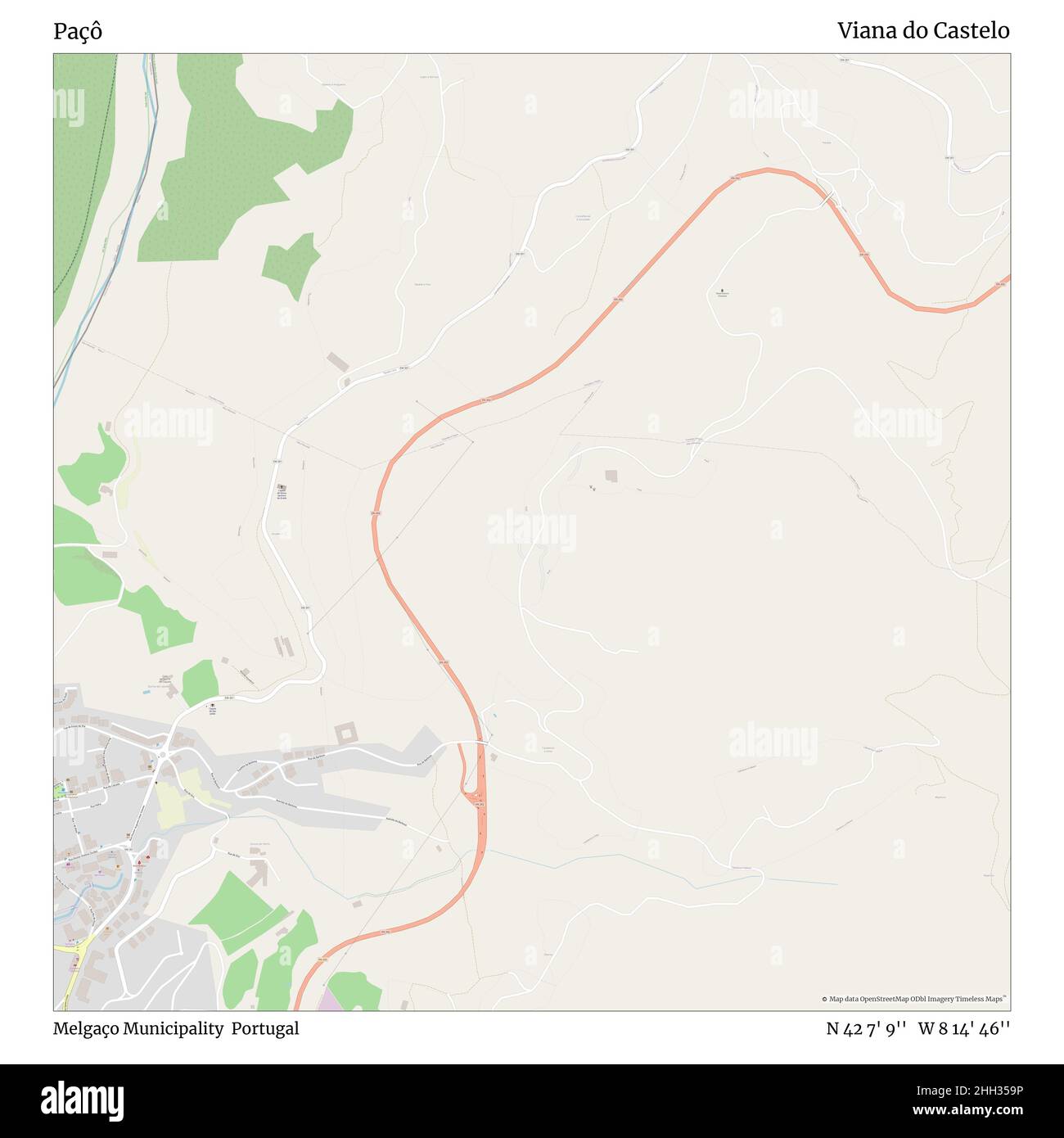 Paçô, Municipalité de Melgaço, Portugal, Viana do Castelo, N 42 7' 9'', W 8 14' 46'', carte, carte intemporelle publiée en 2021.Les voyageurs, les explorateurs et les aventuriers comme Florence Nightingale, David Livingstone, Ernest Shackleton, Lewis et Clark et Sherlock Holmes se sont appuyés sur des cartes pour planifier leurs voyages dans les coins les plus reculés du monde. Timeless Maps dresse la carte de la plupart des sites du monde, montrant ainsi la réalisation de grands rêves Banque D'Images