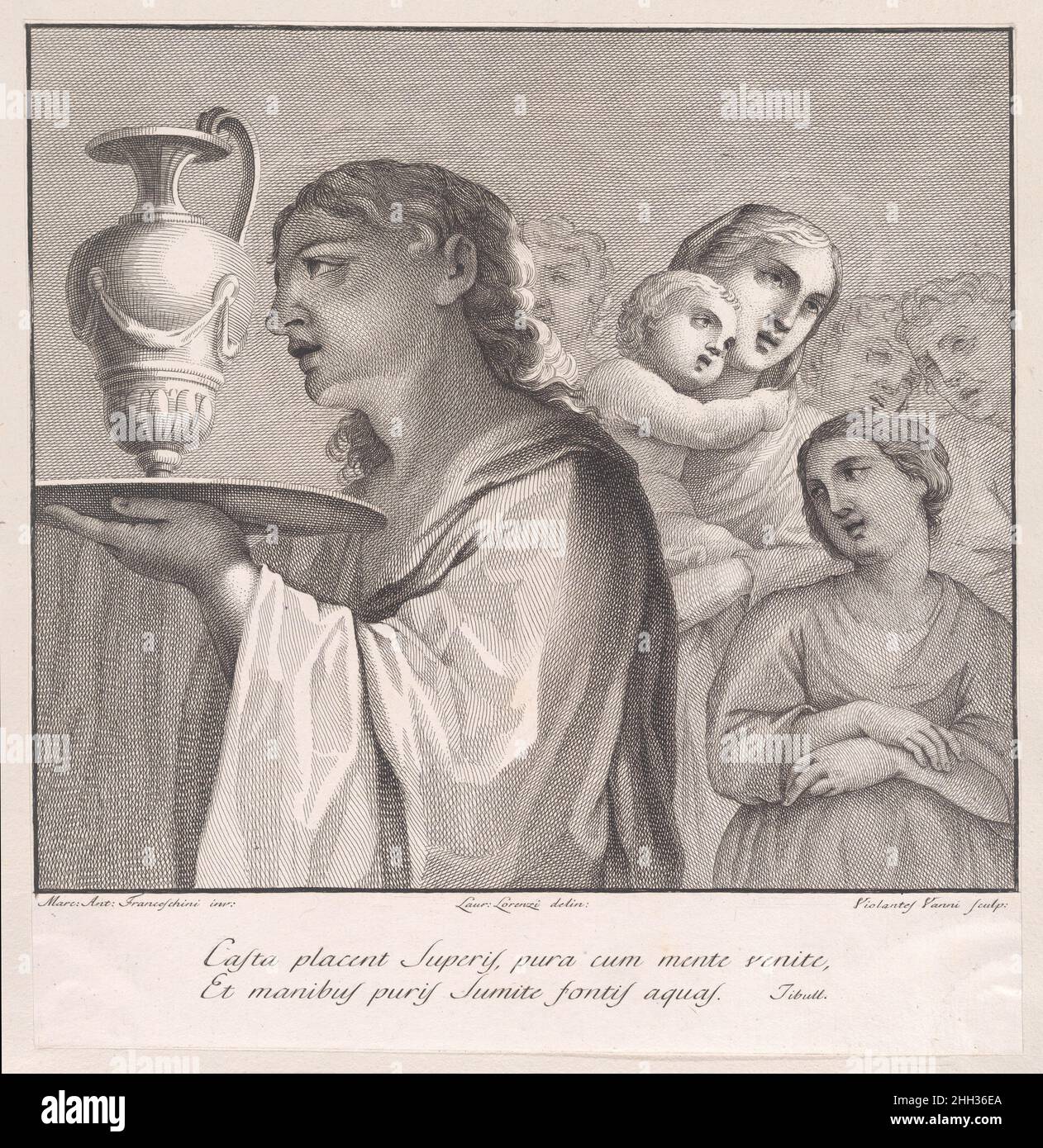 Madonna et l'enfant avec des personnages chantants en procession 1774 Violante Vanni.Madonna et l'enfant avec des figures chantant en procession.Violante Vanni (italien, 1732–1776).1774. Gravure et gravure.Imprime Banque D'Images
