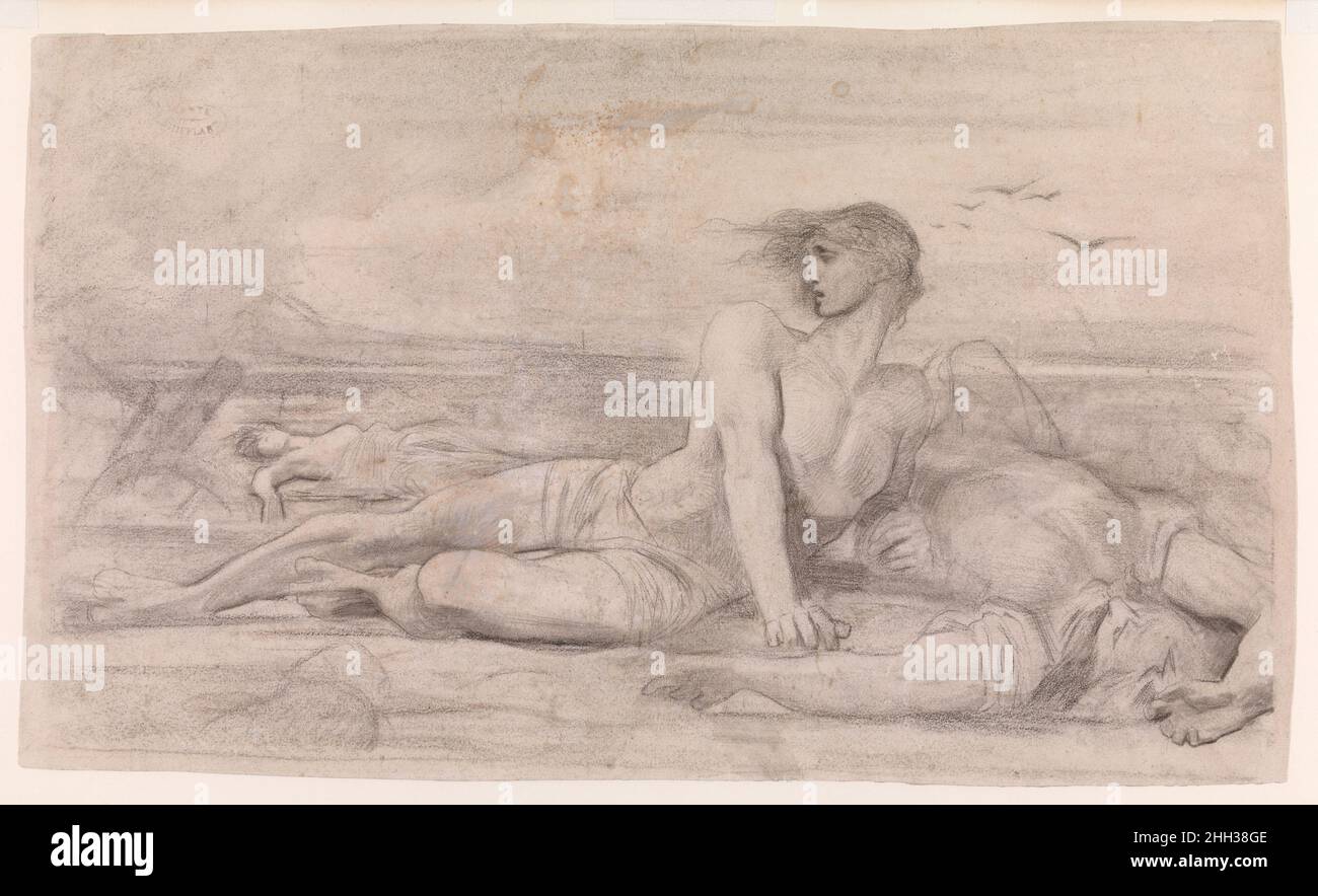 Le Déluge 1859–1899 François-Nicolas Chifflart Chifflart a remporté un premier succès dans sa carrière en remportant le Prix de Rome en 1851.Il s'est ensuite spécialisé dans la gravure, jouant un rôle de premier plan dans la renaissance de la gravure française dans la seconde moitié du siècle.Tout au long de sa pratique artistique, le corps humain a été le principal moyen d'exprimer des idées et des émotions de Chifflart.Bien que le sujet de ce dessin préparateur et la peinture associée soit énigmatique, l'expression découragée de la figure primaire transmet un sentiment de tragédie.L'inondation.François-Nicolas Chifflart (français, Saint-Omer 1825–19 Banque D'Images