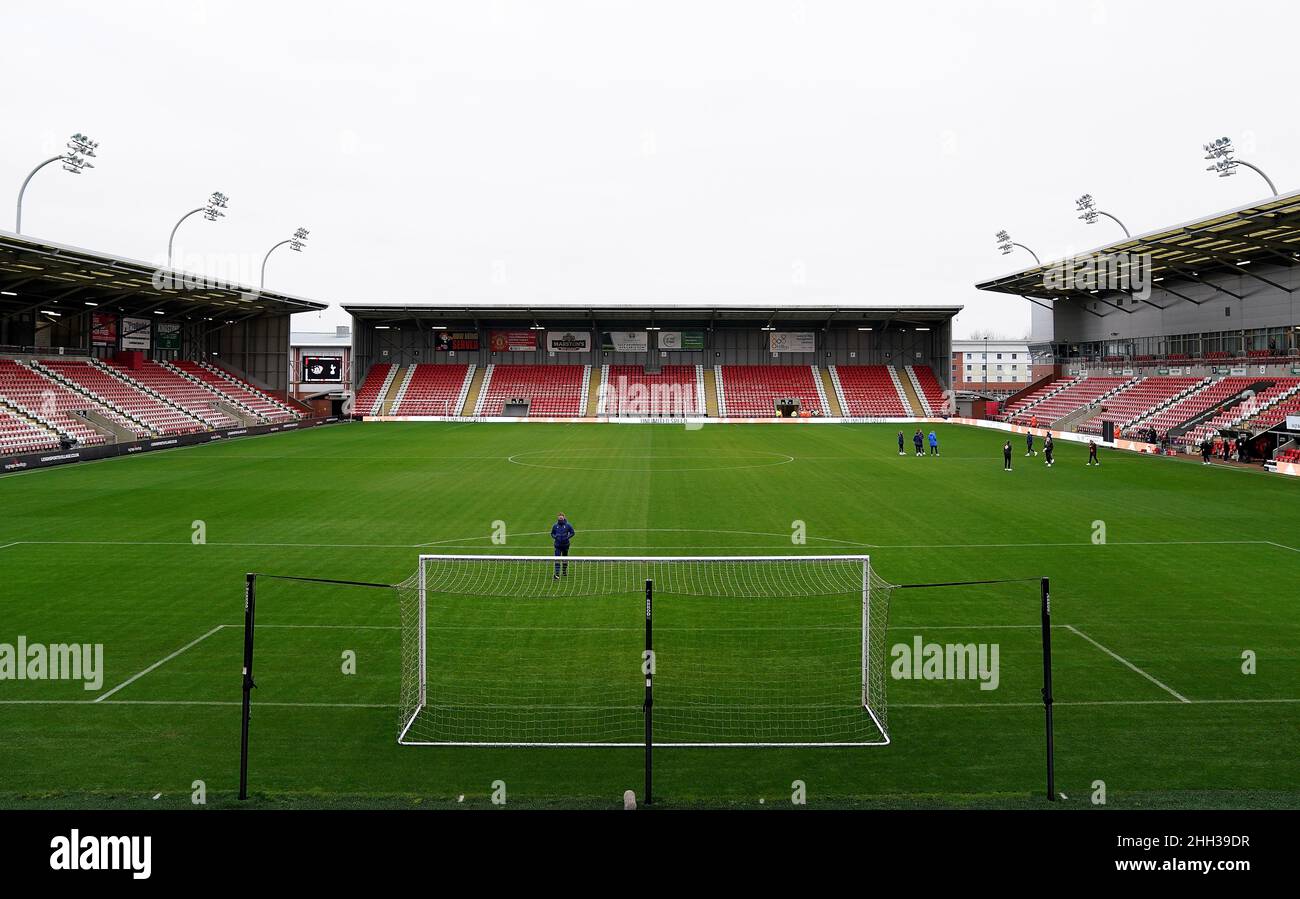 Vue générale du terrain de Leigh Sports Village avant le match de la Super League féminine de Barclays FA entre Manchester United et Tottenham Hotspur.Date de la photo: Dimanche 23 janvier 2022. Banque D'Images