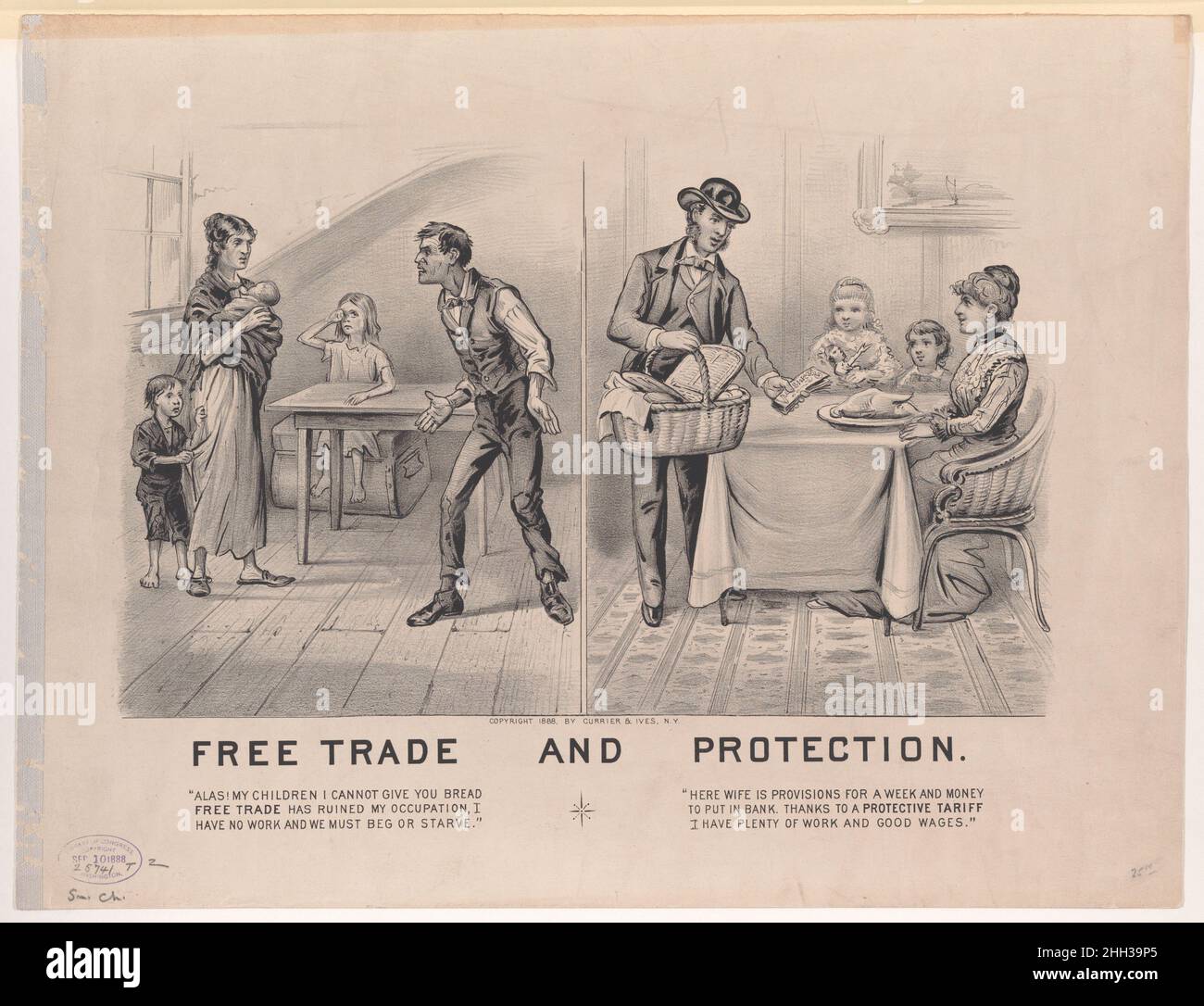 Libre-échange et protection 1888 Currier & Ives.Libre-échange et protection.1888. Lithographie.Currier & Ives (cuisine américaine, active à New York, 1857–1907).Imprime Banque D'Images