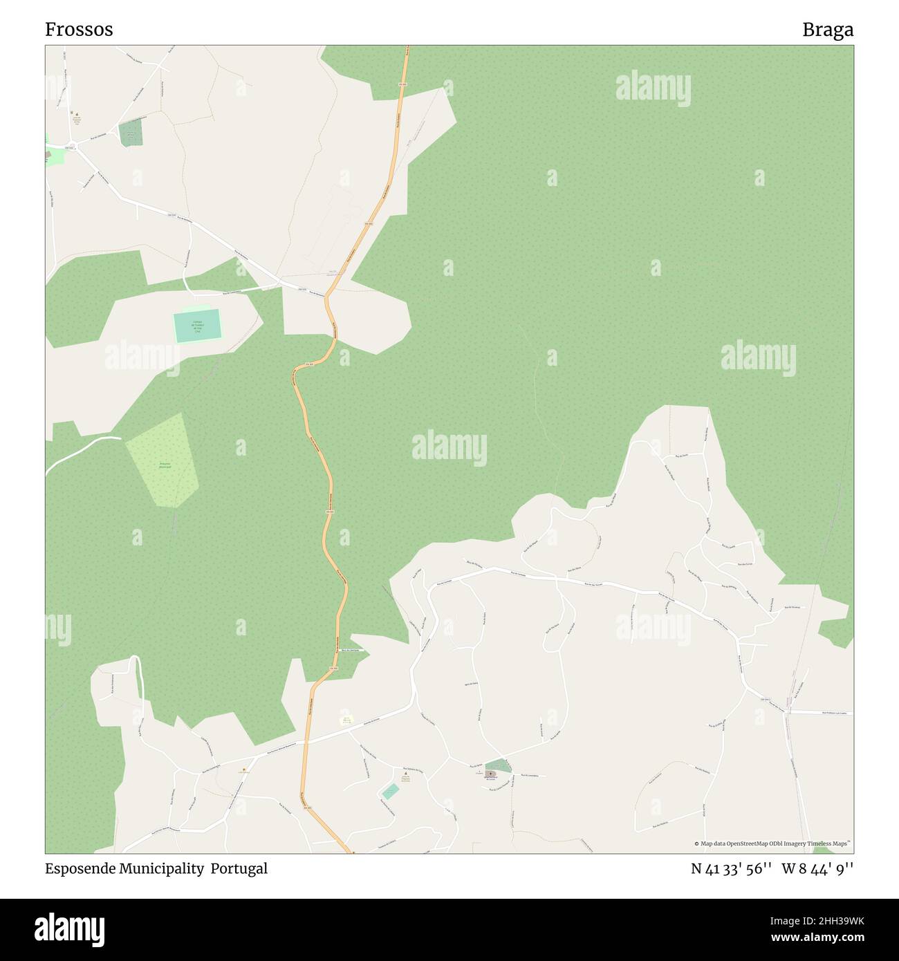 Frossos, municipalité d'Esposende, Portugal, Braga, N 41 33' 56'', W 8 44' 9'', carte, carte intemporelle publiée en 2021.Les voyageurs, les explorateurs et les aventuriers comme Florence Nightingale, David Livingstone, Ernest Shackleton, Lewis et Clark et Sherlock Holmes se sont appuyés sur des cartes pour planifier leurs voyages dans les coins les plus reculés du monde. Timeless Maps dresse la carte de la plupart des sites du monde, montrant ainsi la réalisation de grands rêves Banque D'Images