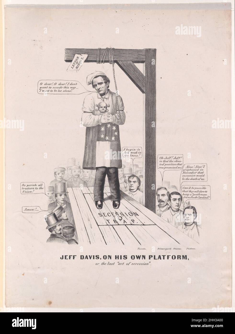 Jeff Davis sur sa propre plate-forme, ou le dernier « acte de sécession » 1861–62 probablement publié par Currier & Ives.Jeff Davis sur sa propre plate-forme, ou le dernier 'acte de la sécession'.1861–62.Lithographie.Probablement publié par Currier & Ives (American, active New York, 1857–1907).Jefferson Davis (américain, Fairview, Kentucky 1808–1889 la Nouvelle-Orléans, Louisiane).Imprime Banque D'Images