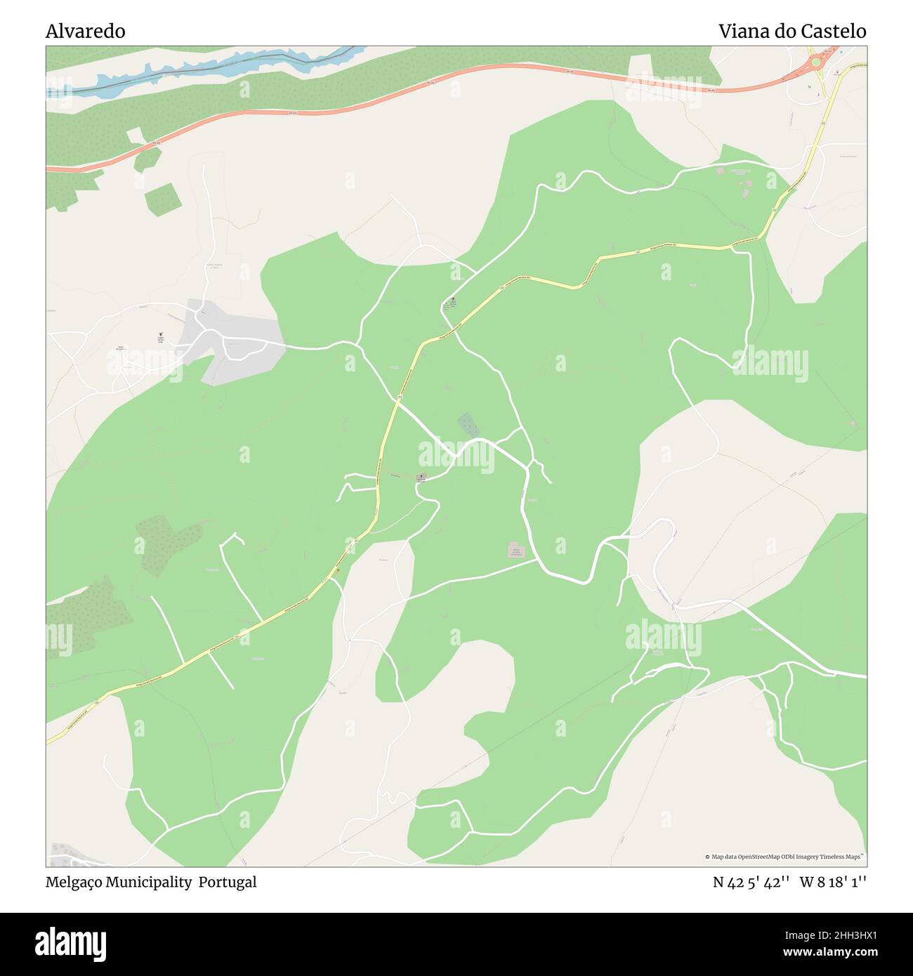 Alvaredo, Municipalité de Melgaço, Portugal, Viana do Castelo, N 42 5' 42'', W 8 18' 1'', carte, carte intemporelle publiée en 2021.Les voyageurs, les explorateurs et les aventuriers comme Florence Nightingale, David Livingstone, Ernest Shackleton, Lewis et Clark et Sherlock Holmes se sont appuyés sur des cartes pour planifier leurs voyages dans les coins les plus reculés du monde. Timeless Maps dresse la carte de la plupart des sites du monde, montrant ainsi la réalisation de grands rêves Banque D'Images