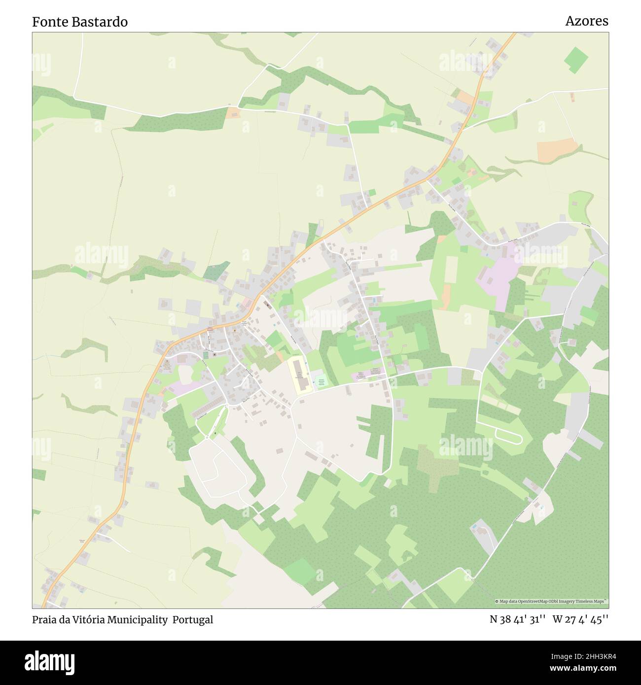 Fonte Bastardo, municipalité de Praia da Vitória, Portugal, Açores, N 38 41' 31'', W 27 4' 45'', carte, carte intemporelle publiée en 2021.Les voyageurs, les explorateurs et les aventuriers comme Florence Nightingale, David Livingstone, Ernest Shackleton, Lewis et Clark et Sherlock Holmes se sont appuyés sur des cartes pour planifier leurs voyages dans les coins les plus reculés du monde. Timeless Maps dresse la carte de la plupart des sites du monde, montrant ainsi la réalisation de grands rêves Banque D'Images