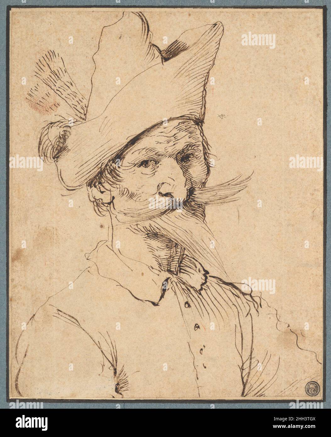 Caricature mâle milieu à fin 17th siècle Follower de Guercino.Caricature mâle.Disciple de Guercino (1591–1666). Mi–fin 17th siècle.Stylo et encre brune.Mises en plan Banque D'Images