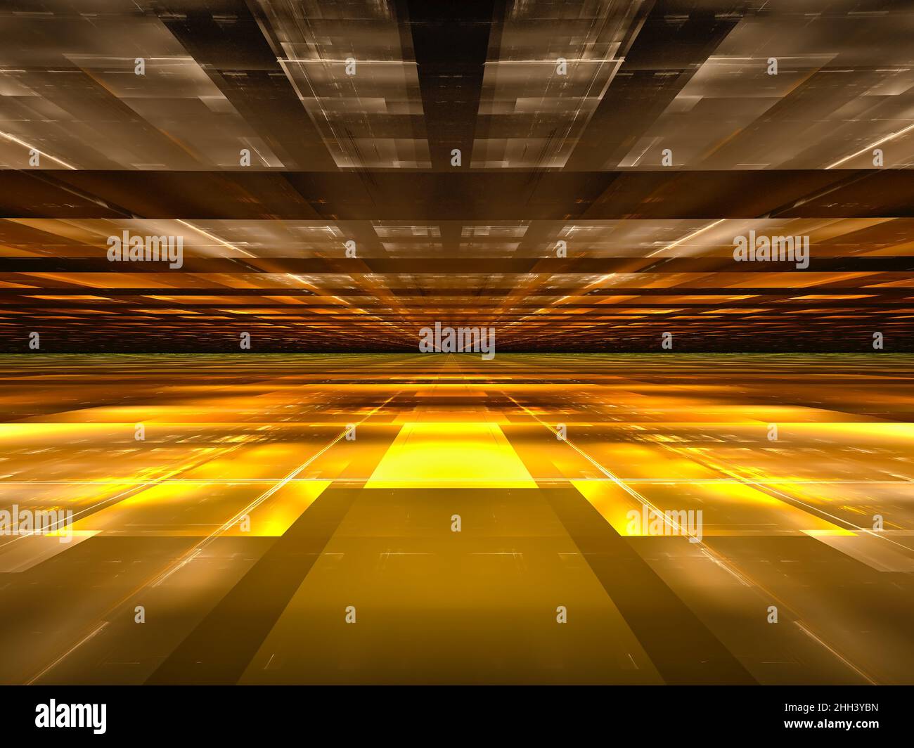 Arrière-plan doré simple avec effet perspective - illustration abstraite 3D Banque D'Images