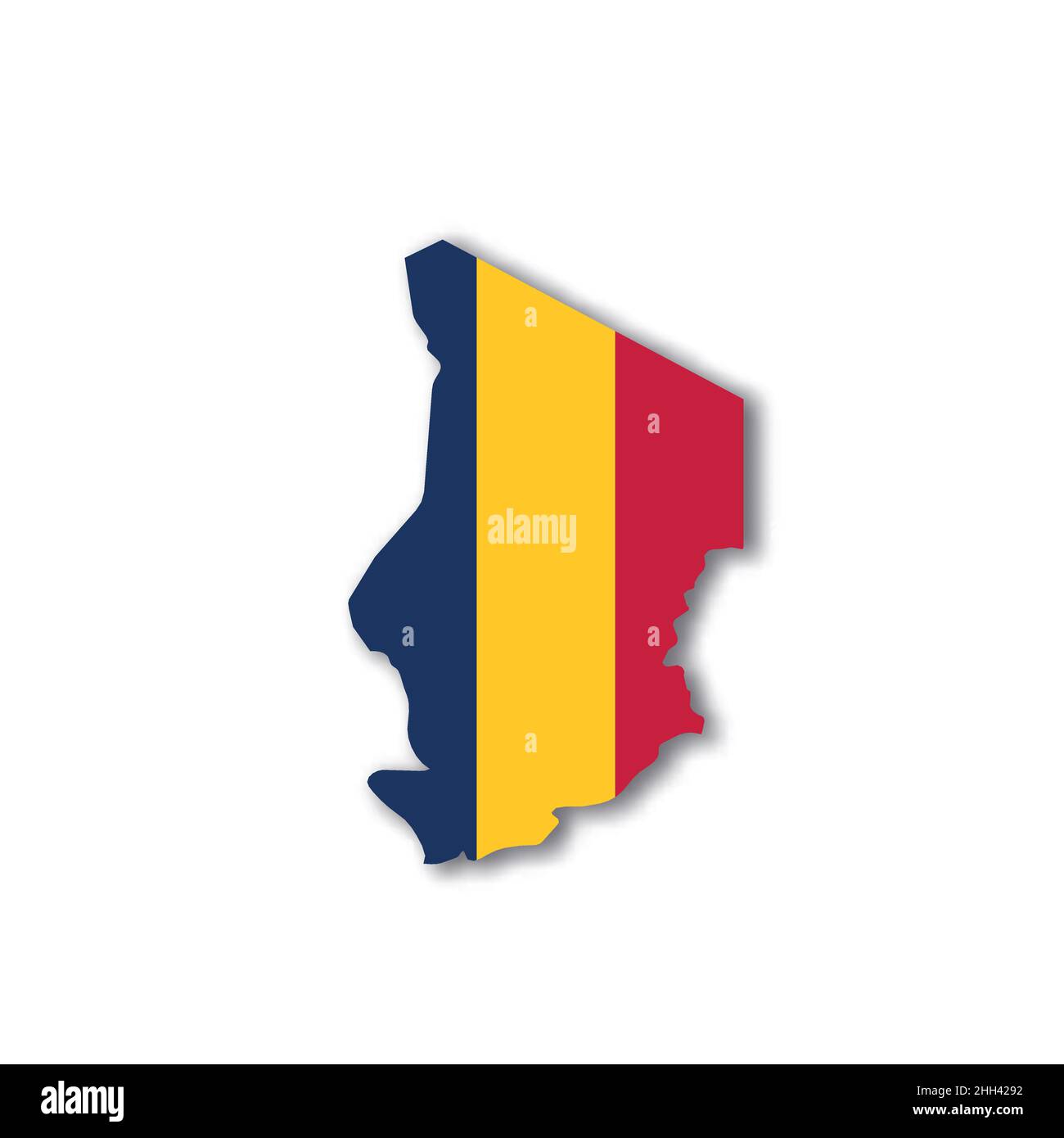 Drapeau national du Tchad en forme de carte de pays Illustration de Vecteur